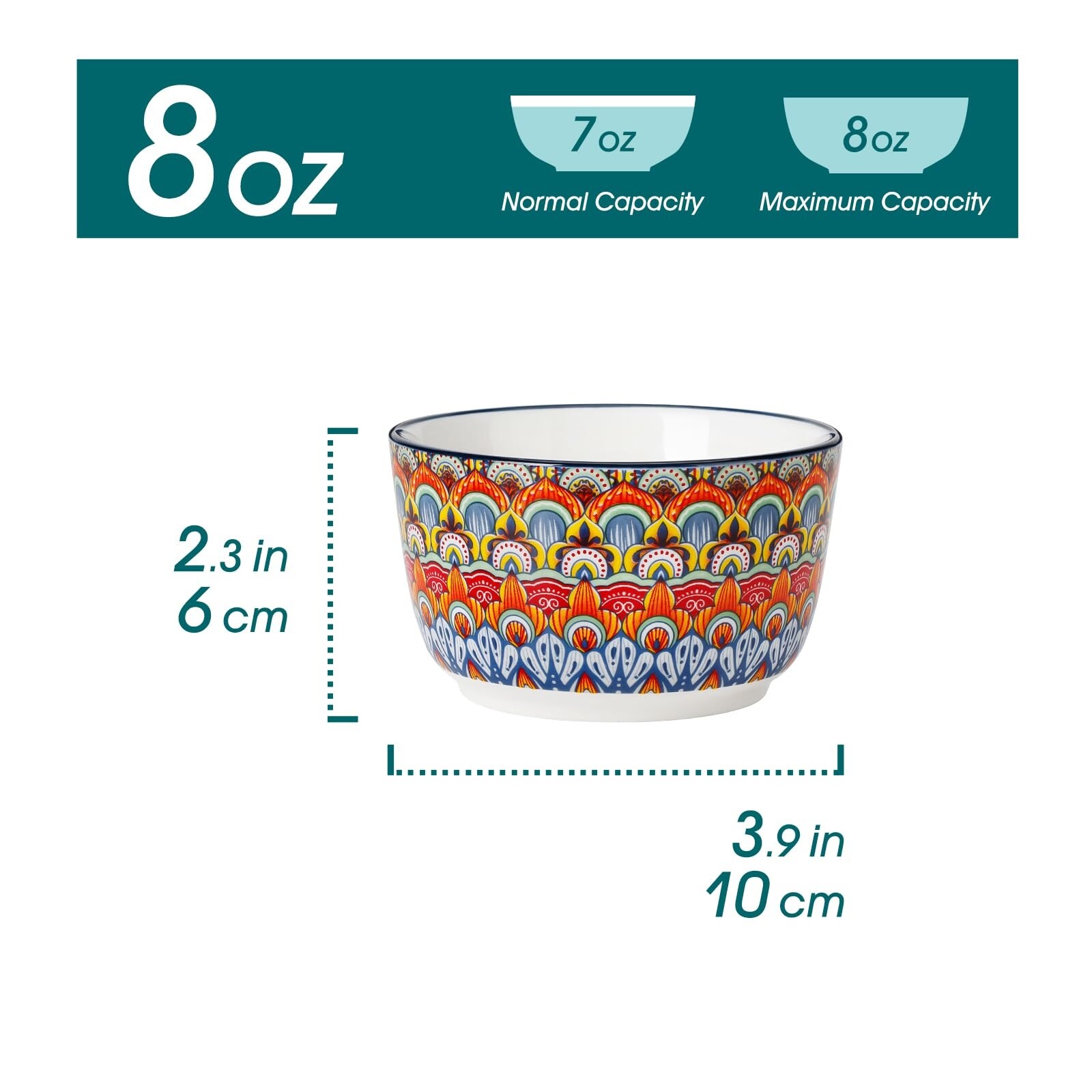 Aoibox  Set of 6 Colorful 8 Oz Ceramic Ramekins for Baking Souffl s Cr me Br l e and Pudding 3 9 x 2 3 in Boho