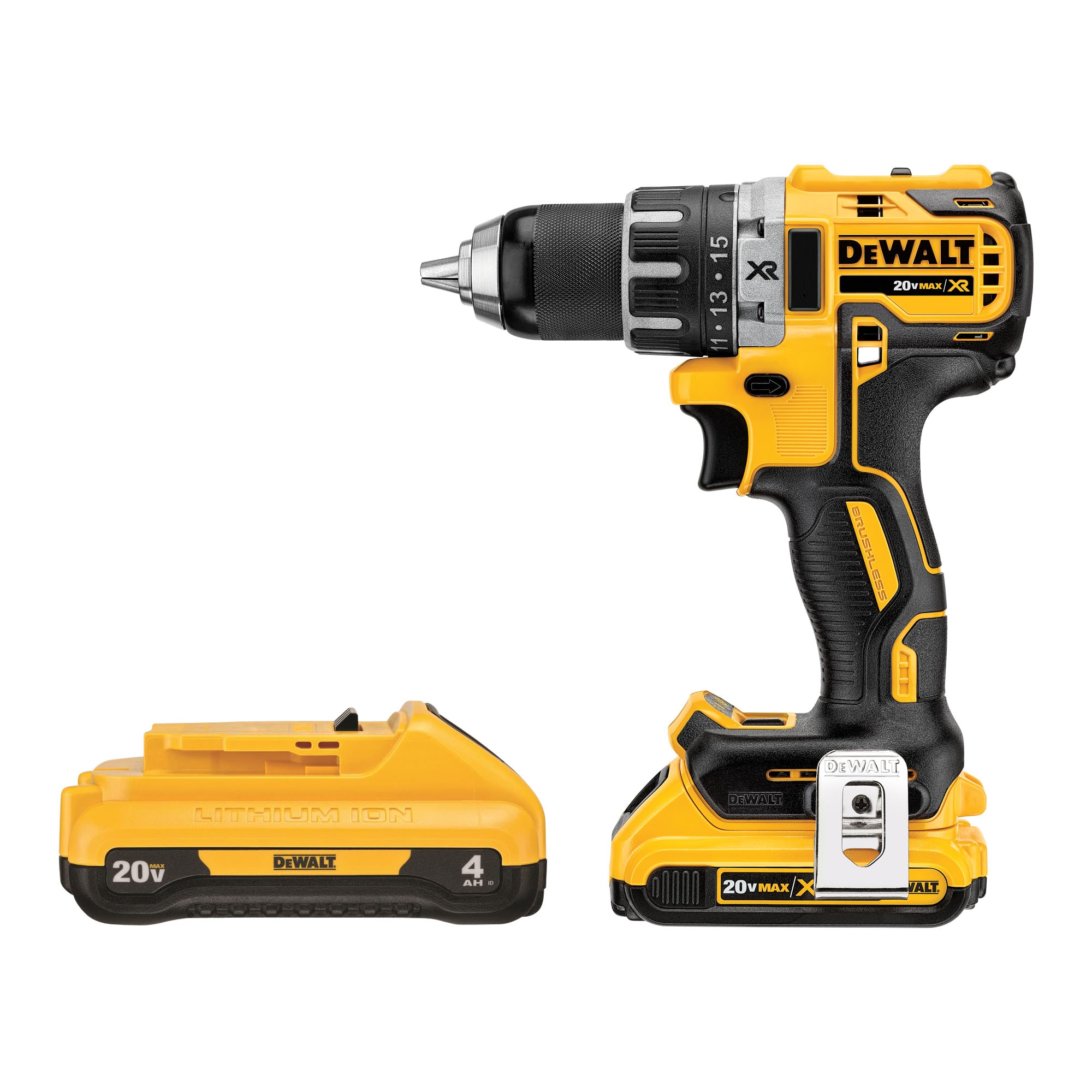 Rund ned fort strubehoved Shop DEWALT XR 20-volt 1/2-in Brushless Cordless Drill (2-Batteries  Included and Charger Included) & 20-Volt Max 4 Amp-Hour Lithium Power Tool  Battery at Lowes.com
