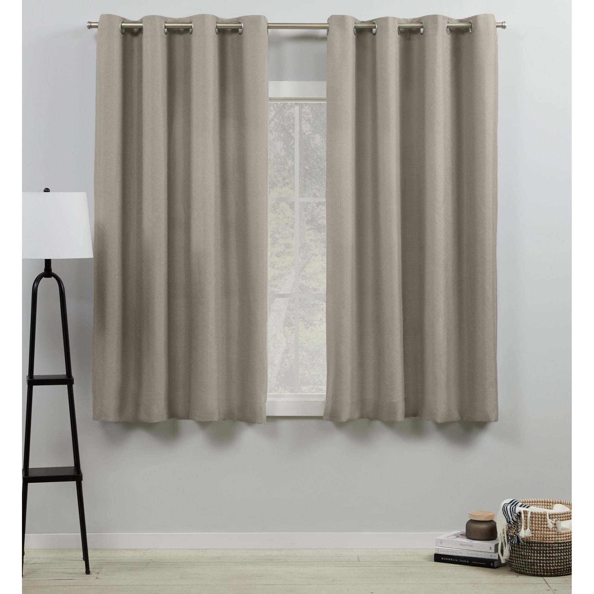 Exclusive Home YA013565DSEHA1 A119 63-Inches Beige Light filtering Grommet Curtain panel pair