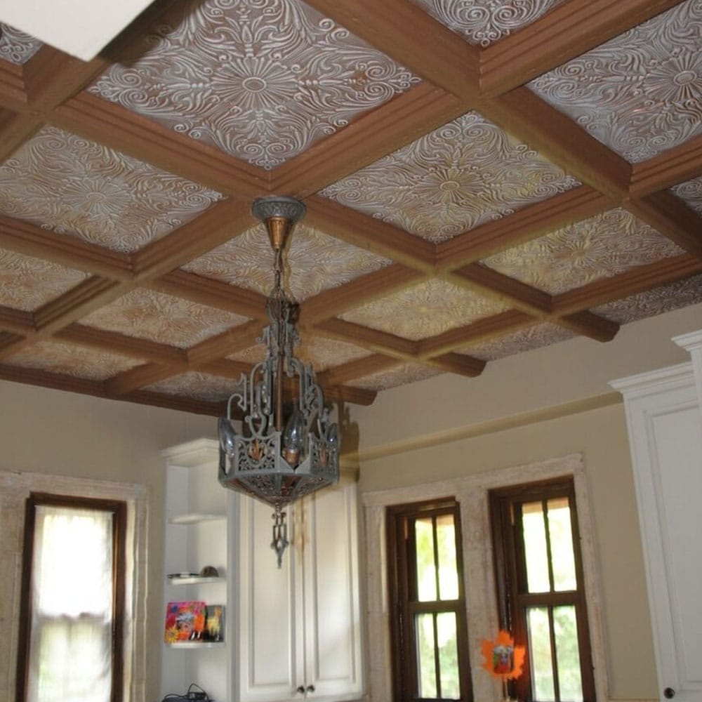 A La Maison Ceilings 1.67-ft x 1.67-ft Spanish Silver Plain White ...