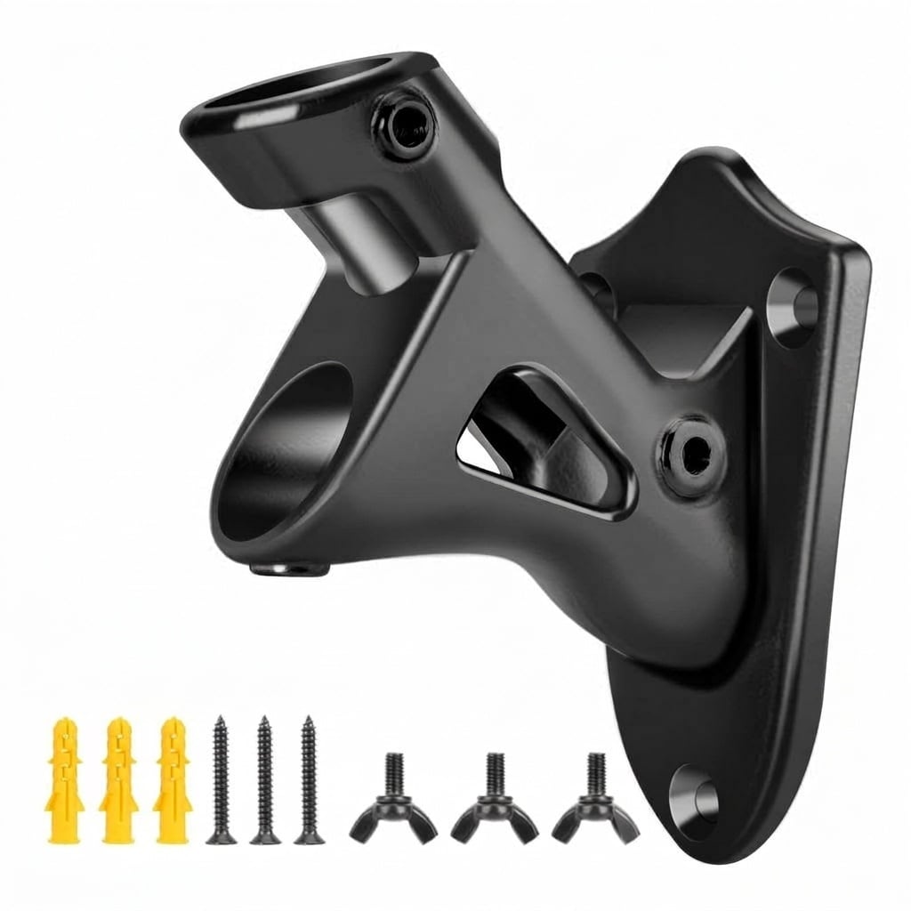 ITOPFOX  T304 Stainless Steel Flag Pole Holder Black Wall Mount Flag Bracket 2 Positions for 1 Inch Flagpole Outdoor Use 1 Piece