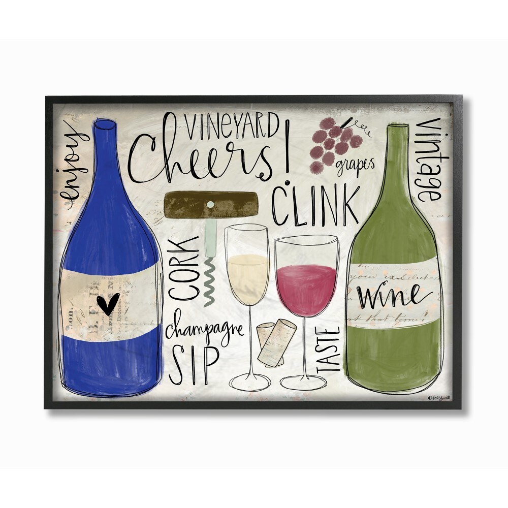 Stupell Industries Fashion Logo Champagne Bottles Framed On Wood