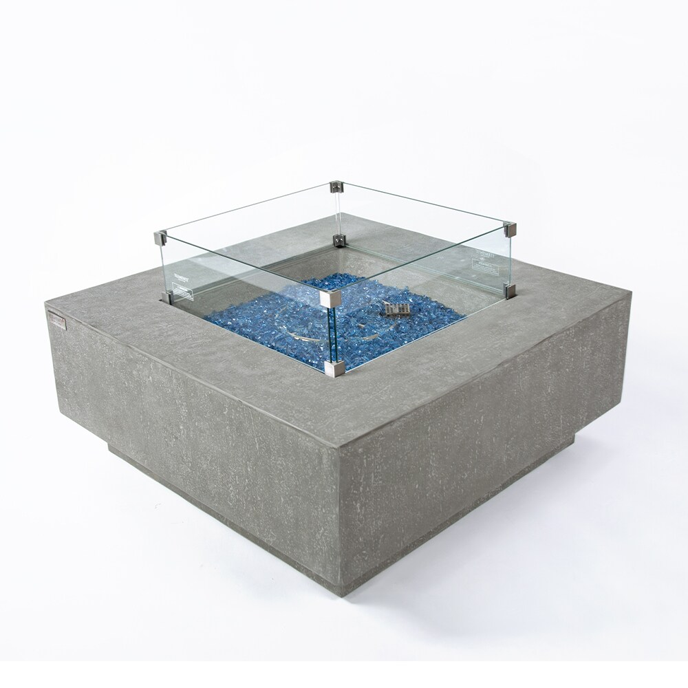 Victoria Light Grey Square Concrete Gas Fire Pit Table
