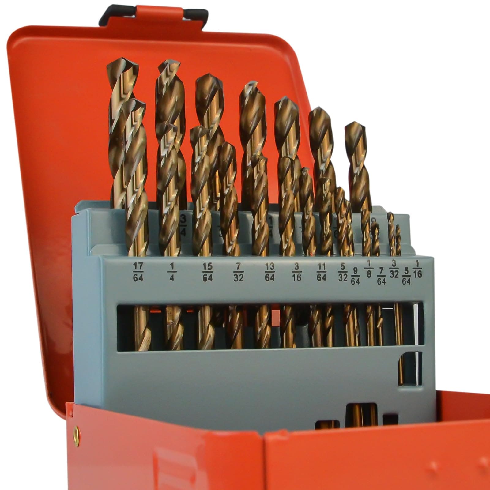 Etokfoks  21pcs M35 cobalt drill bit set 1/16 inch to 3/8 inch jobber length twist bits for hard metal stainless steel wood plastic with case