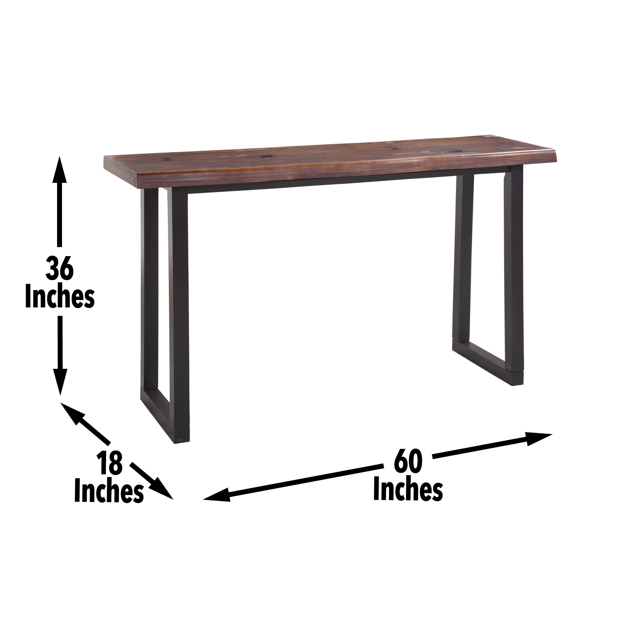 Jennings Solid Pine Live Edge Bar Table in Cherry and Ebony
