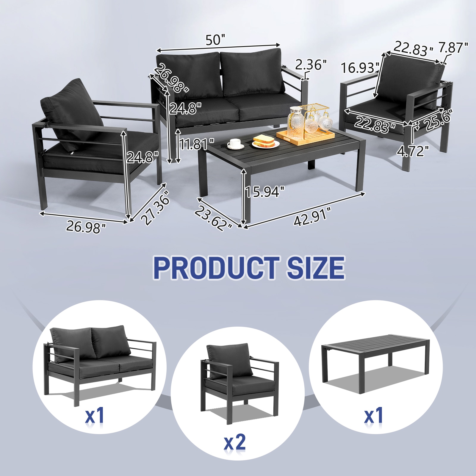 Winado LO1G56000609+610 Patio-Conversation-Sets - View #8