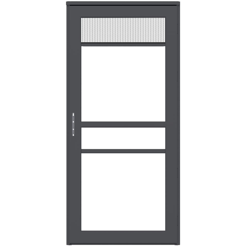 Platinum 36-in x 81-in Peregrine Full-view Retractable Screen Aluminum Storm Door Left-Hand Outswing in Gray | - LARSON 45604392R