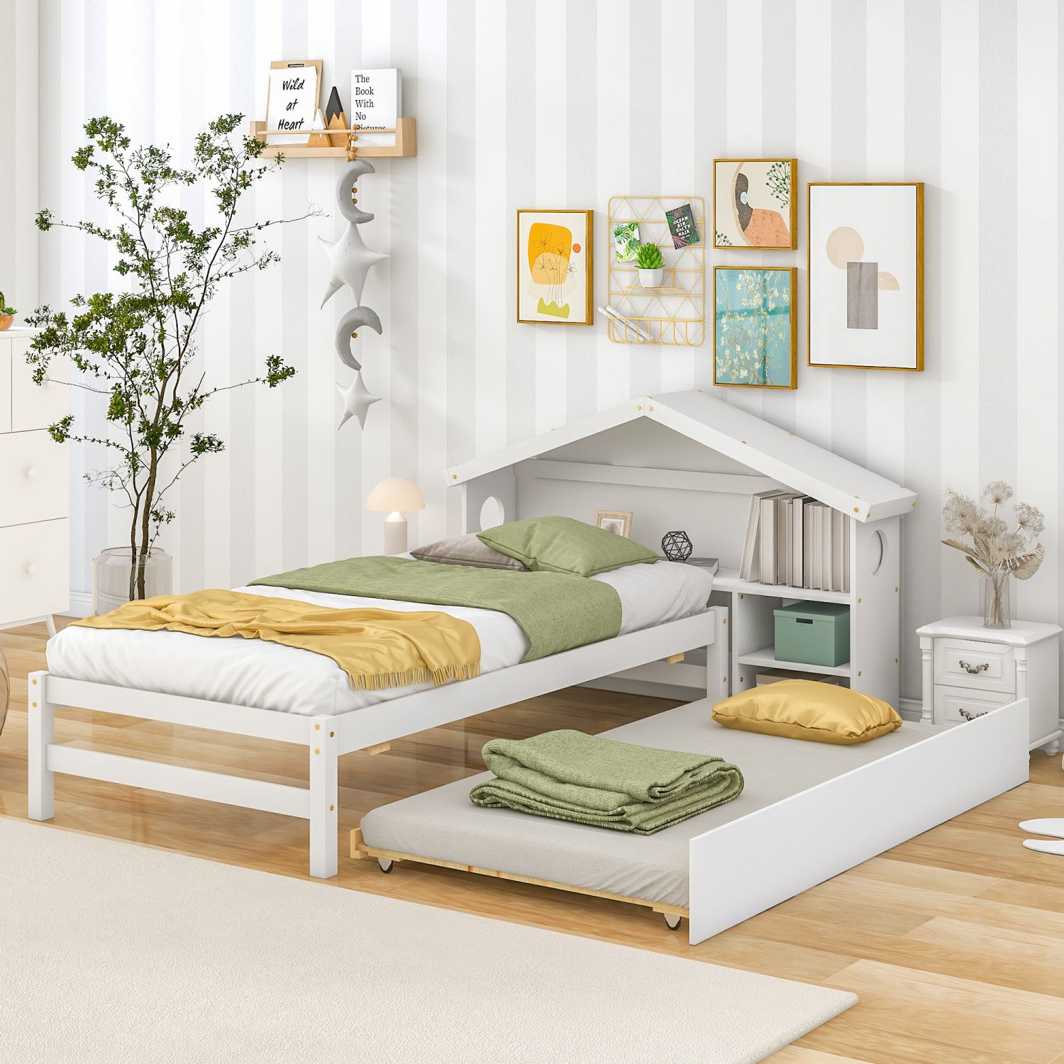 JASMODER W50457989 White Twin Composite Platform Bed with Storage