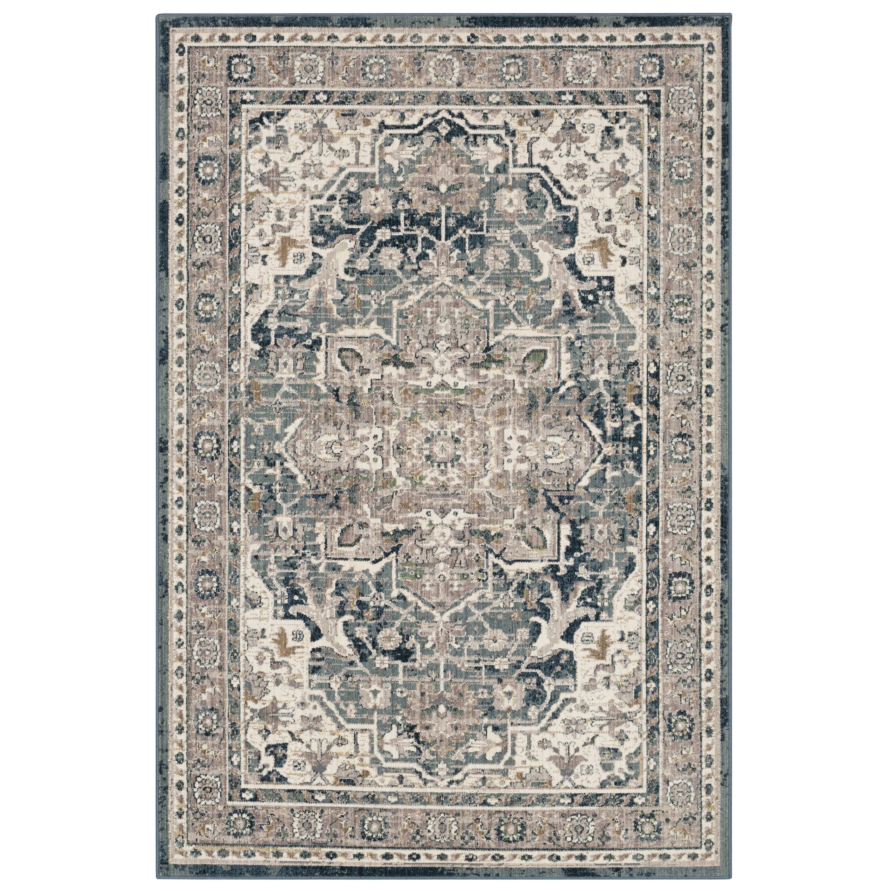 allen + roth with STAINMASTER 5 X 8 (ft) Tonal Grey Indoor/Outdoor  Floral/Botanical Area Rug in the Rugs department at