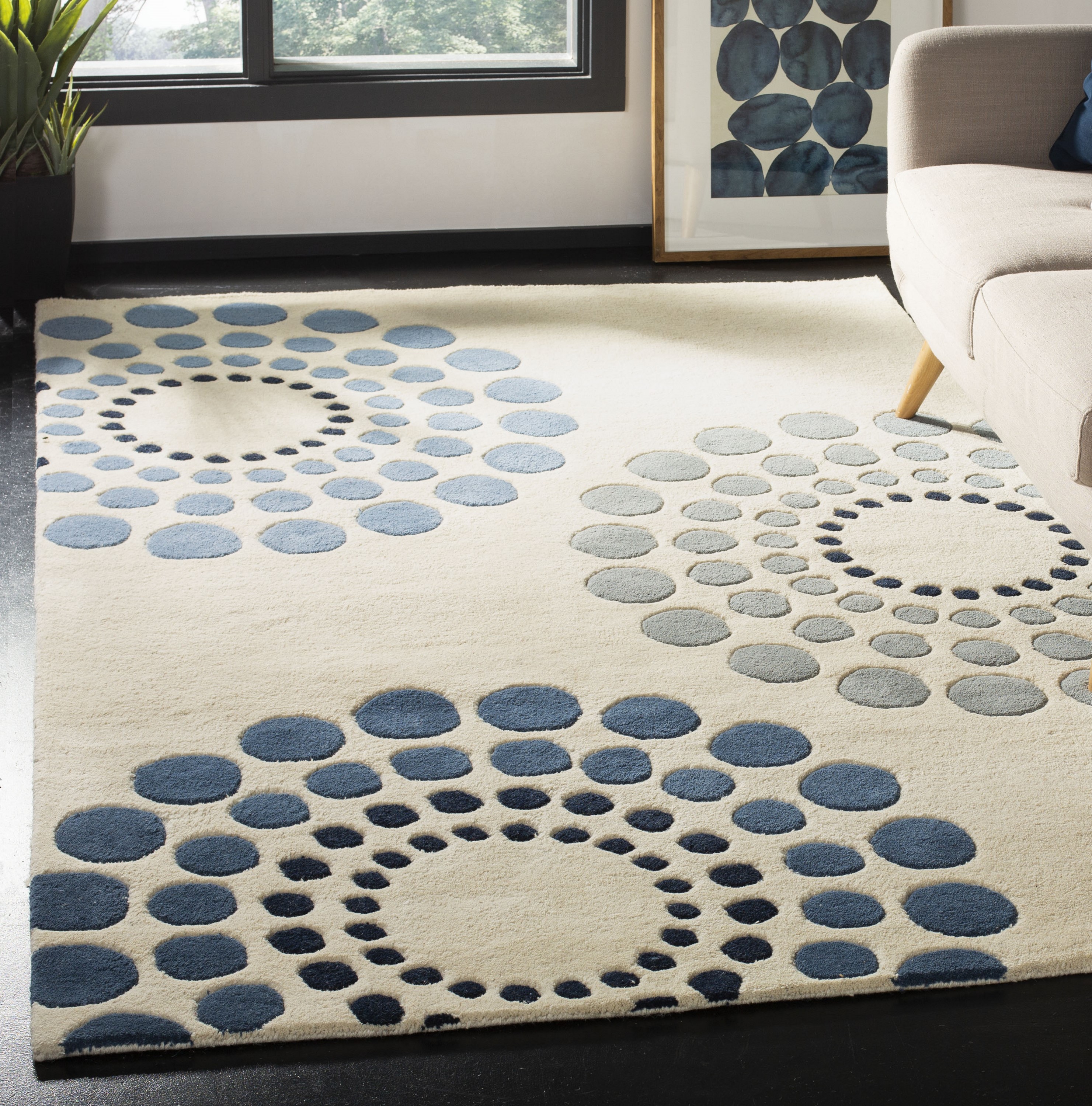 Safavieh SOH788A-2 Soho Wiel 2 x 3 (ft) Tufted Wool Ivory/Multi Rectangular Indoor Abstract Throw rug