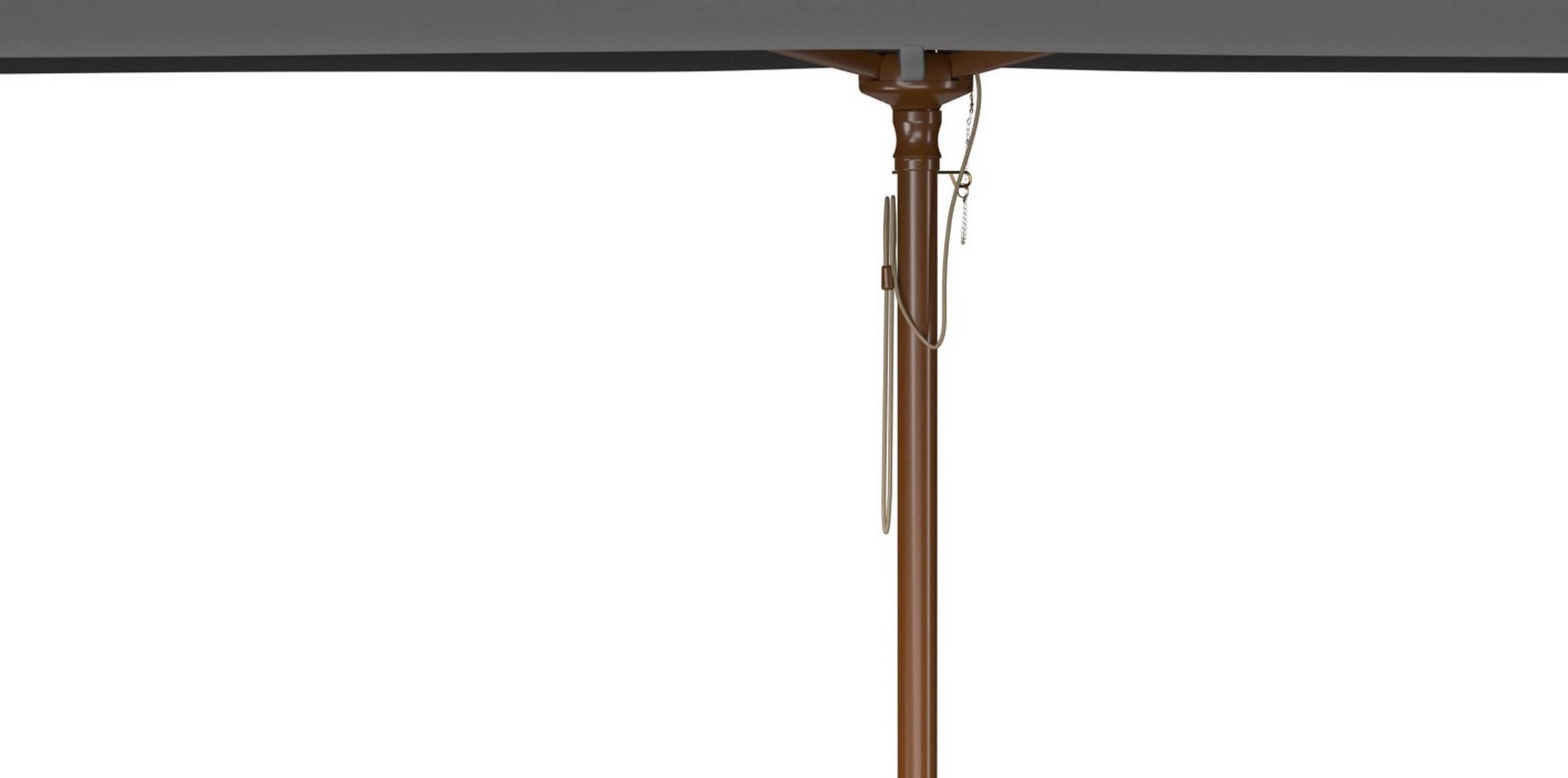 Aklin 10-Foot Gray Wooden Pulley Market Patio Umbrella
