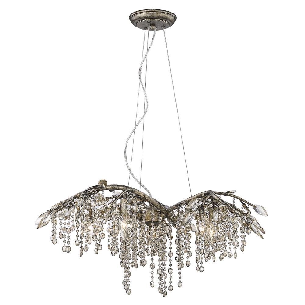 Golden Lighting 9903-6 MG Autumn Twilight 6 -Light Brushed Gold Glam For Use in Bedrooms, Dining Rooms, Foyers, Kitchens, Living Rooms Chandelier