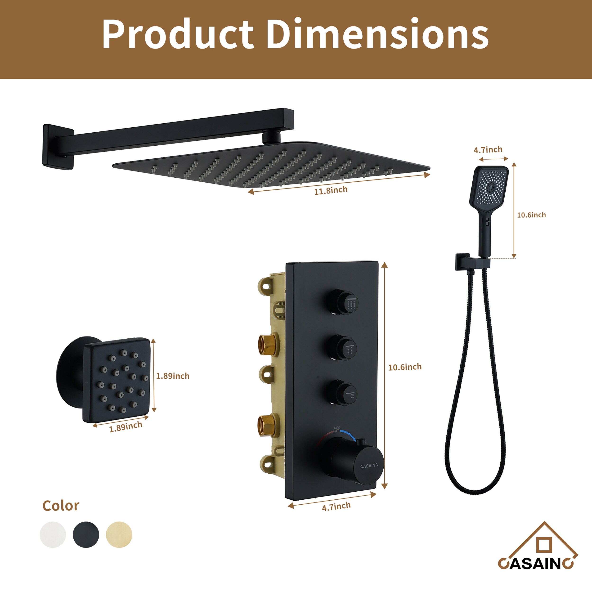 CASAINC CA-102009EB-1 Showerhead-Bar-Panels - View #10