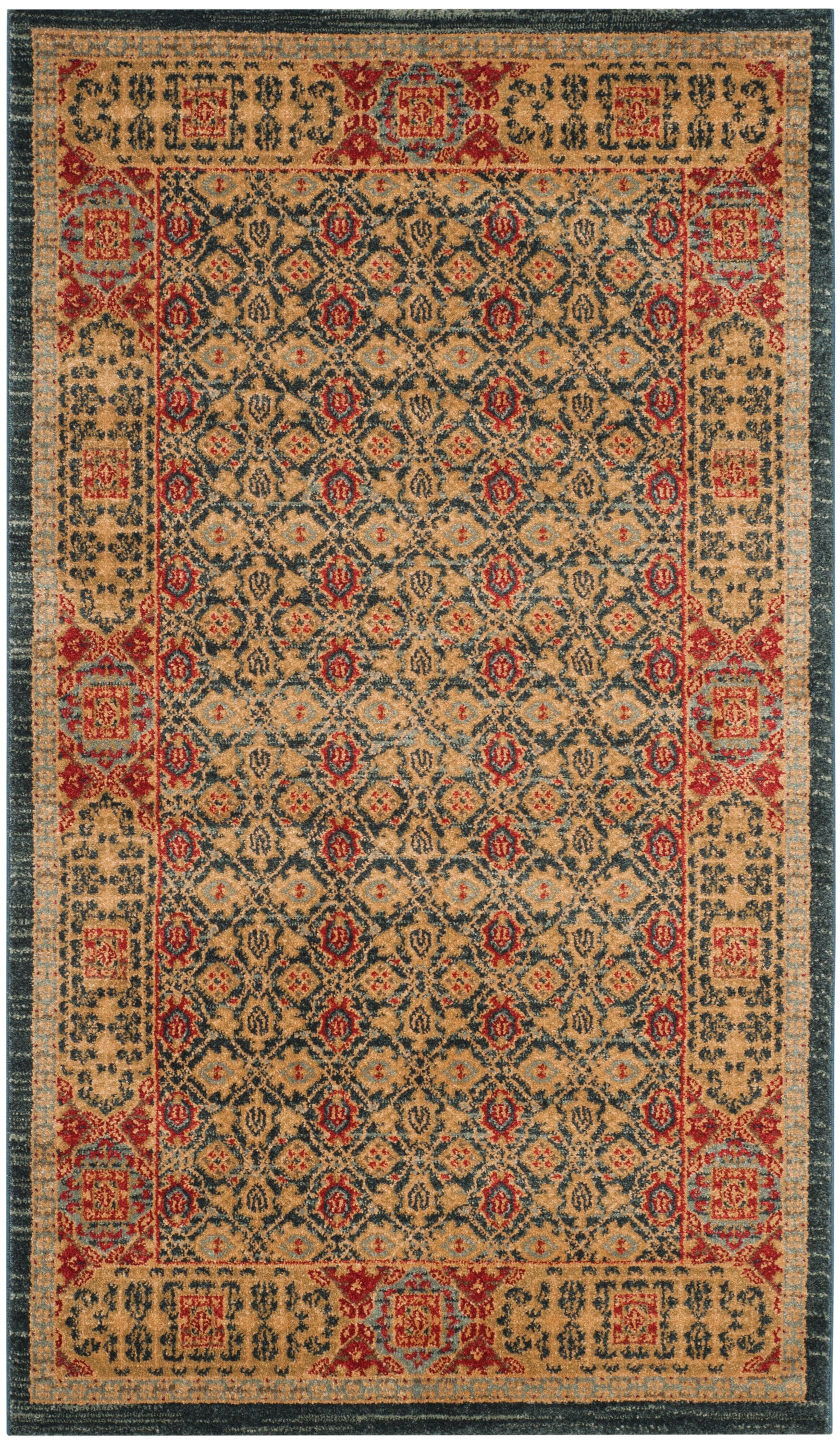 Light Blue Rectangular 3' x 5' Stain-Resistant Synthetic Area Rug