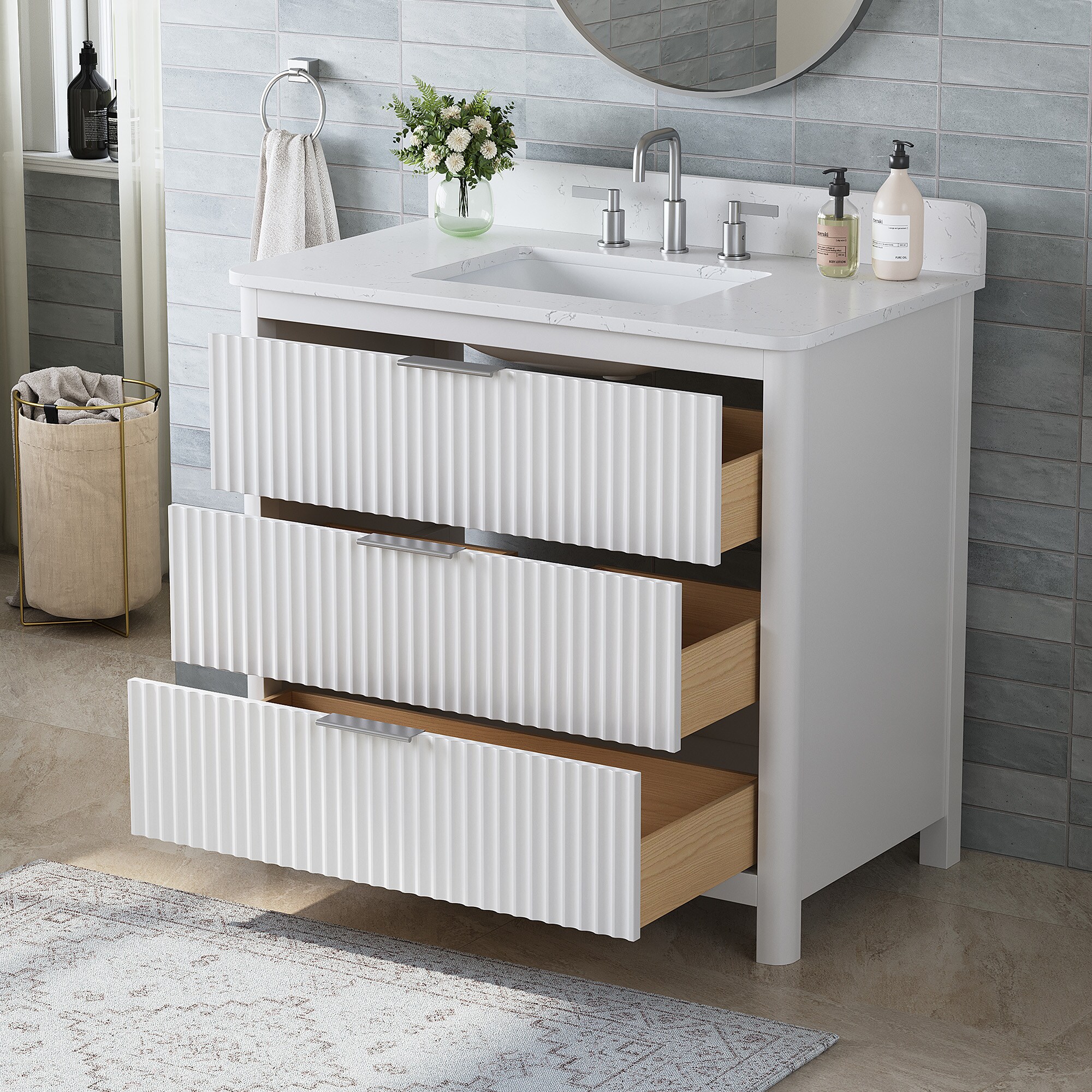 DELUXE LIVING V24001-36WT Bath-Vanity-Combo - View #11