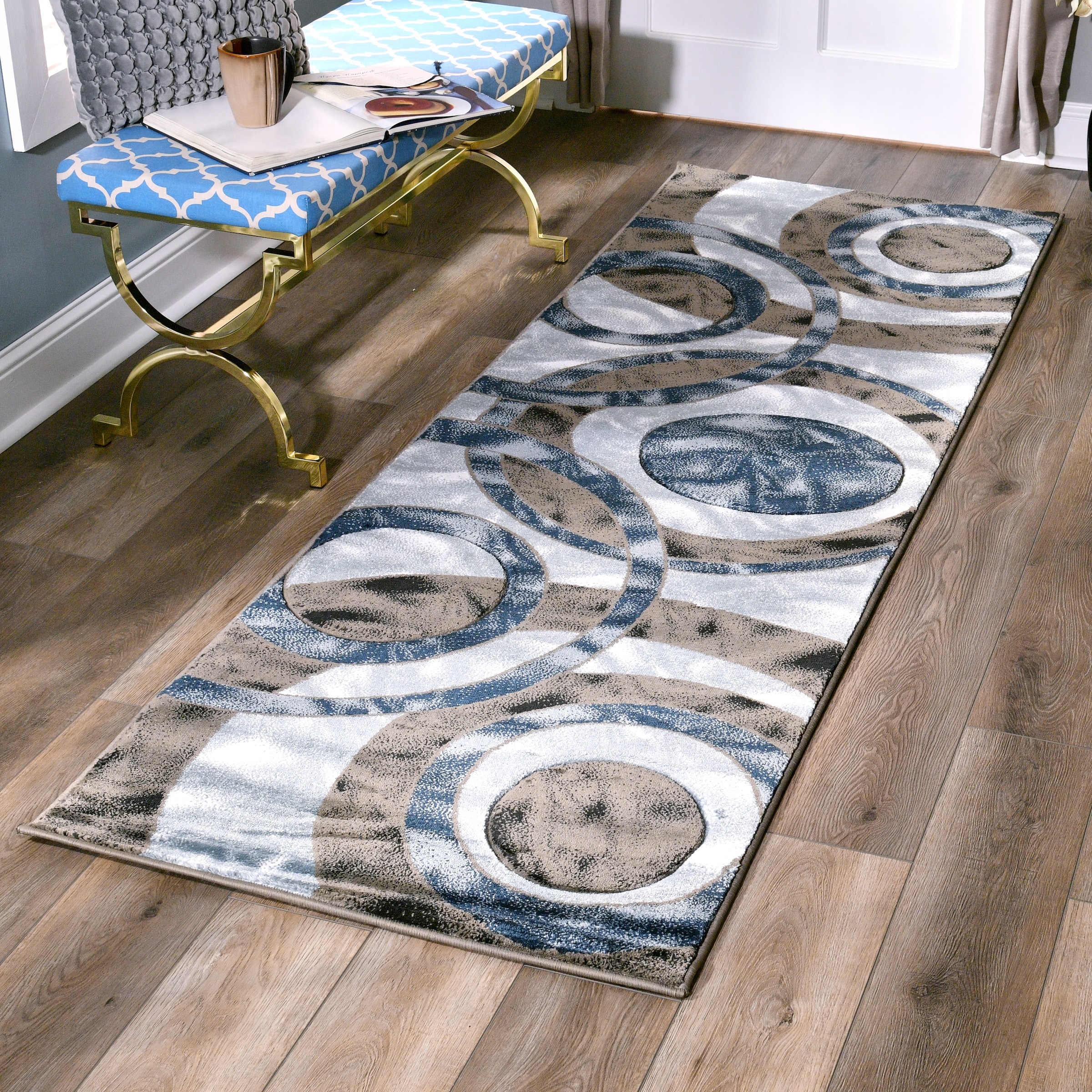MDA Rugs OR73212 Orelsi 2 x 12 (ft) Polypropylene Brown Rectangular Indoor Abstract Runner rug