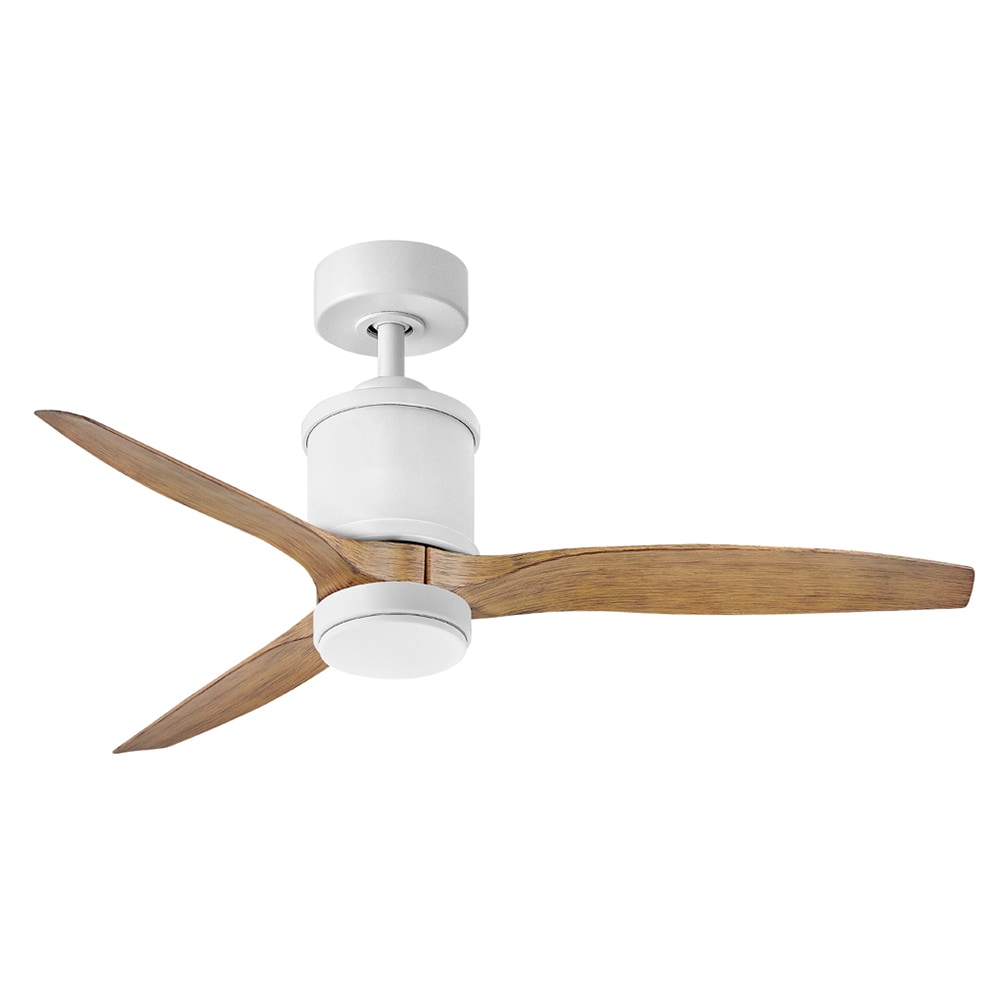 Hinkley 900752FWK-LWD Hover 52-in Matte White with Koa Blades Integrated LED Indoor/Outdoor Smart Ceiling Fan with Light and Remote (3-Blade)