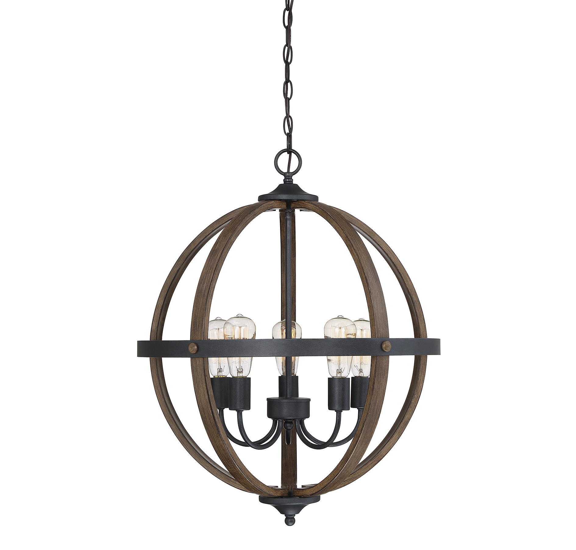 Meridian Lite Trends M70041WB Meridian 5 -Light Multiple finishes Brown Rustic For Use in Bedrooms, Dining Rooms, Foyers, Kitchens, Living Rooms Chandelier