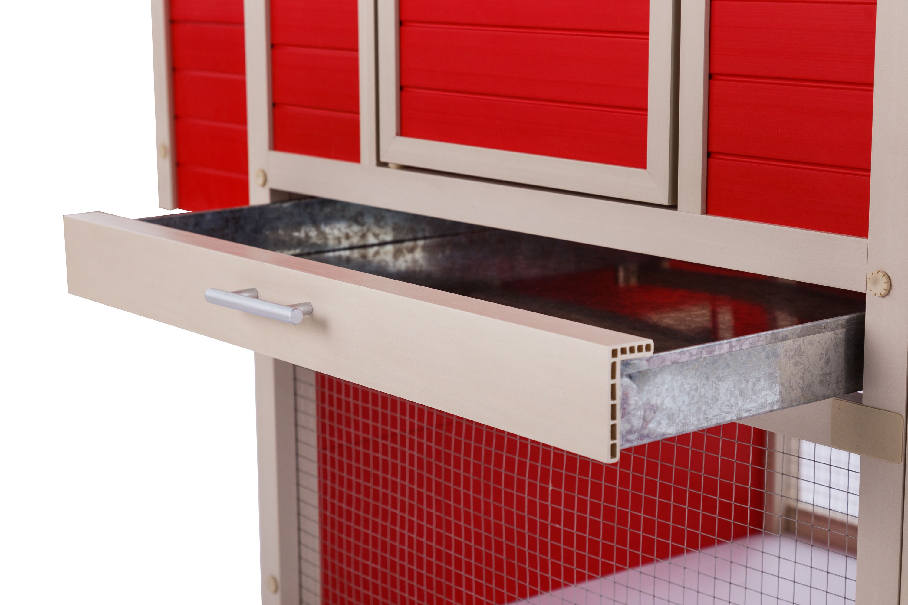 Red and Beige ECOFLEX Dual-Level Chicken Coop with Stainless Steel Mesh