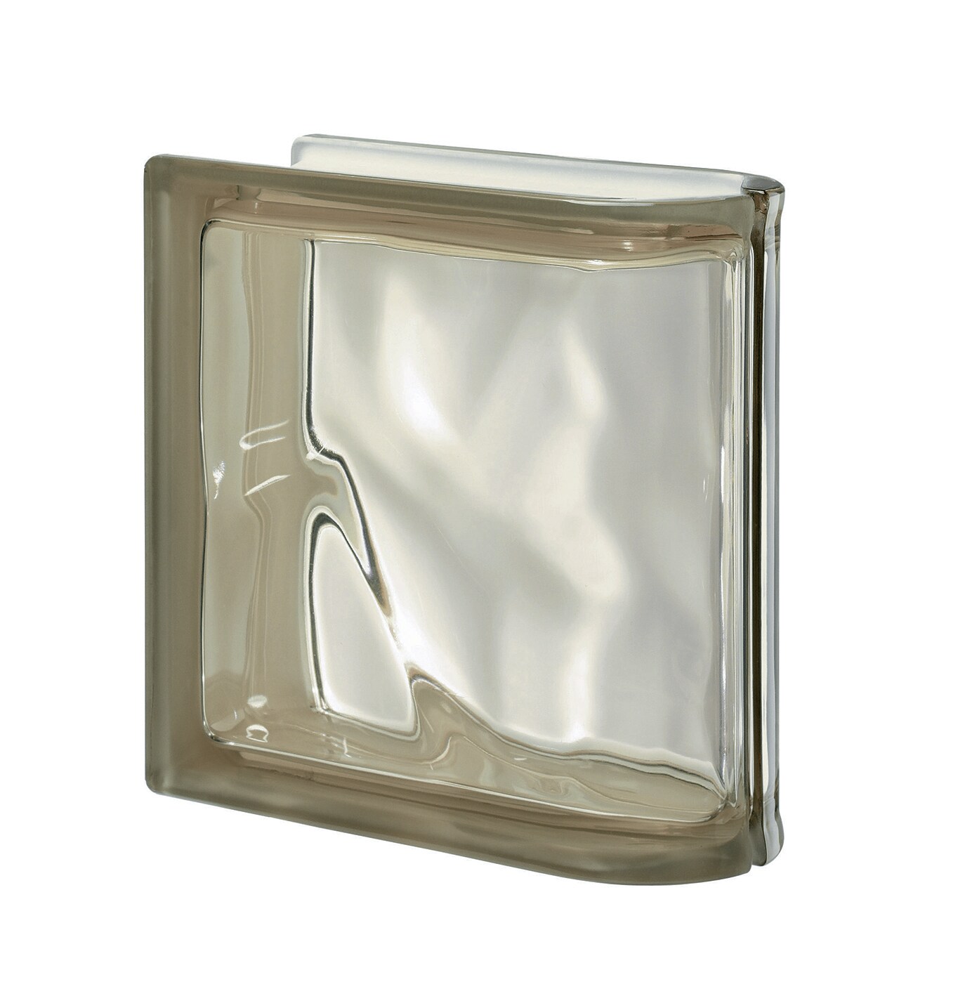 Design It 115996 Pegasus Siena Bullnose Wave Glass Block (8-in H x 8-in W x 3-in D)