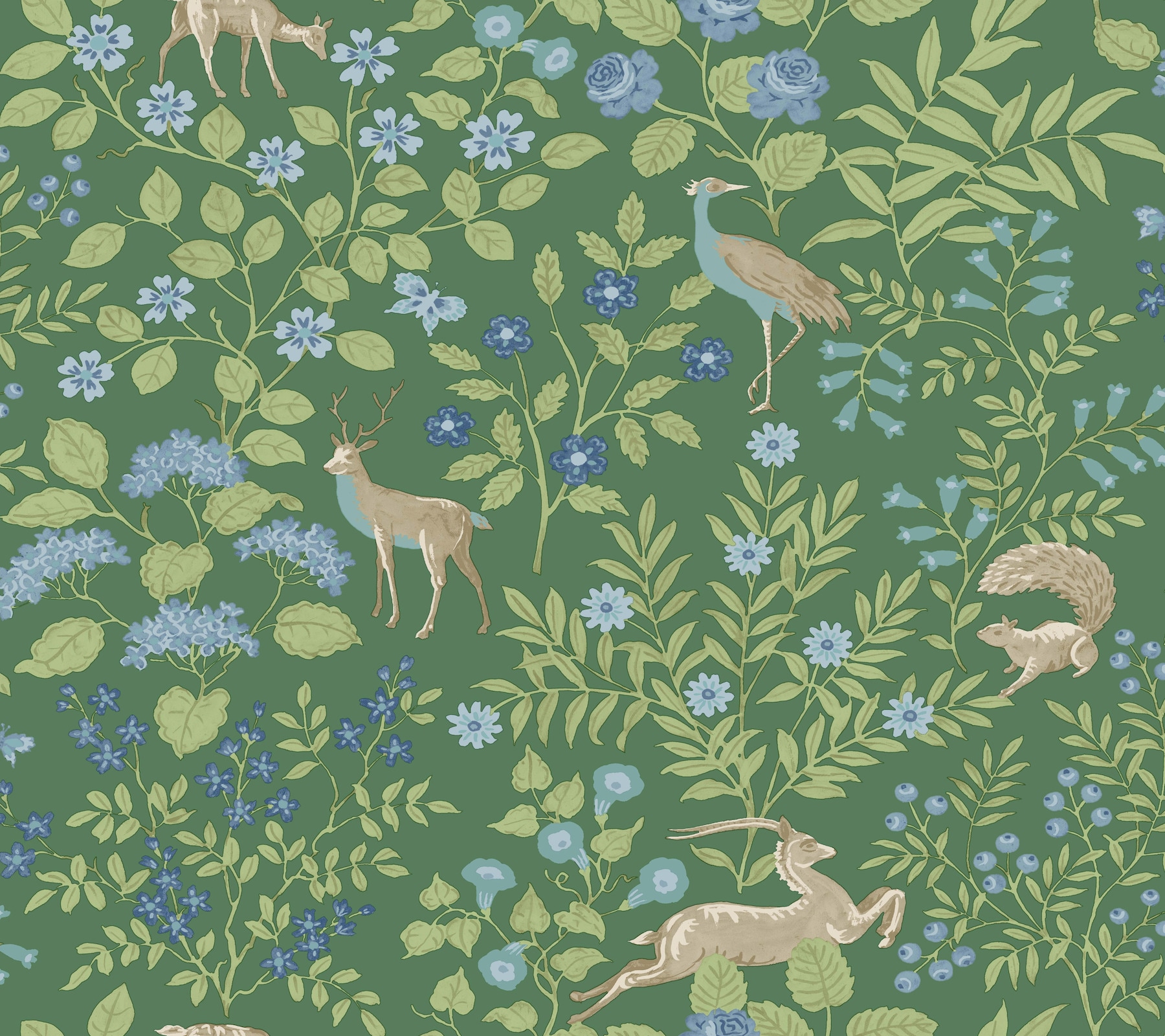 Erin & Ben PSW1437RL 45-Sq. Feet Green Non-woven Floral Self-adhesive Peel and Stick Wallpaper