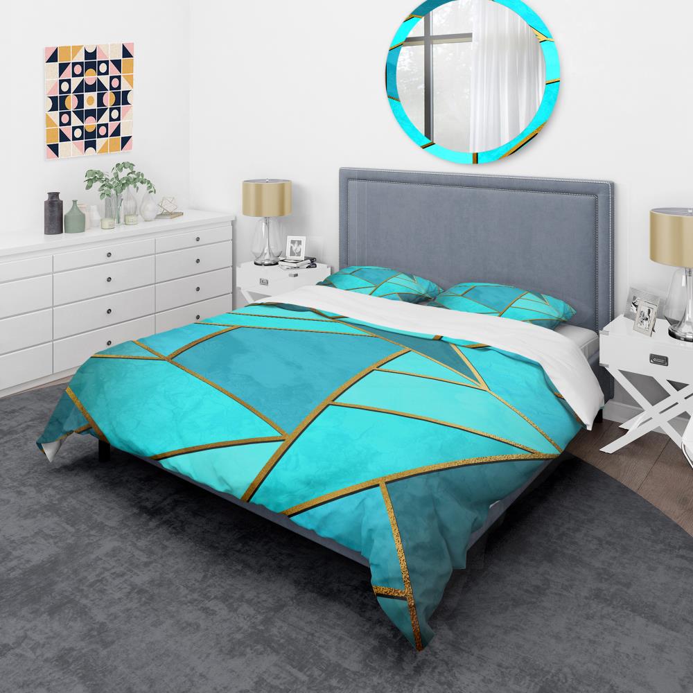 Designart BED19158-Q 3 -Piece Blue Queen Duvet cover Set