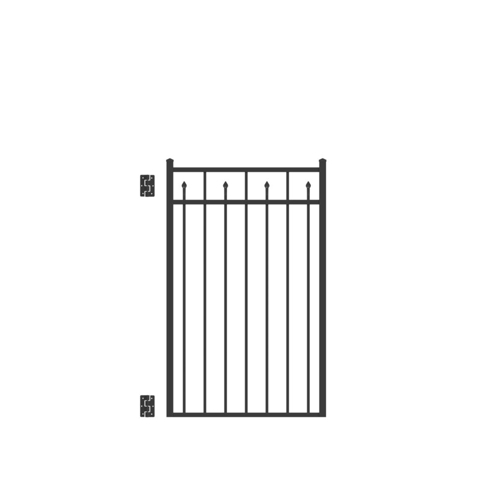 Freedom 73009530 Concord 4-1/2-ft H x 3-ft W Black Aluminum Decorative Walk-thru Spaced picket Fence gate