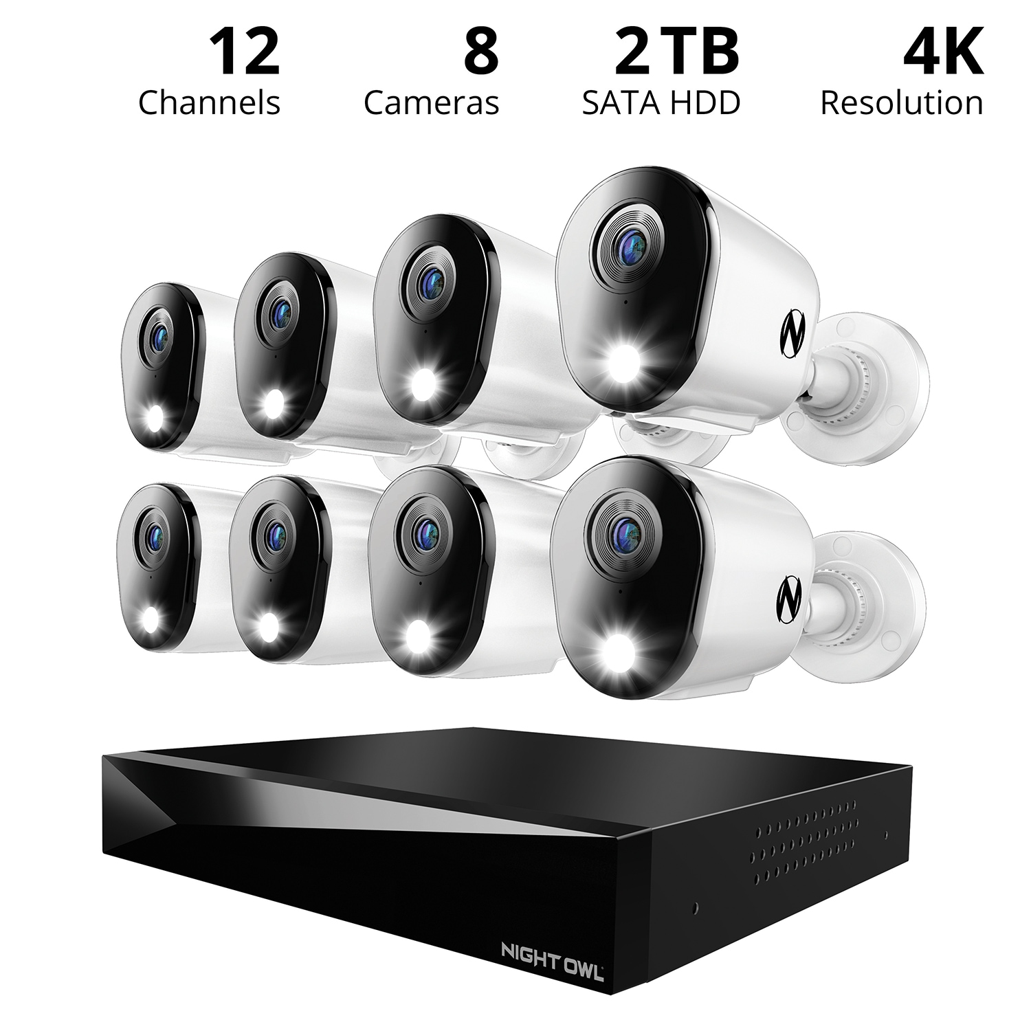 Night Owl FTD8 Indoor/Outdoor 12-Channel 8-Camera 4K Hardwired Spotlight 2Tb Hard Drive Security Camera System FTD8-82-8L Sansujyuku sansujyuku.com