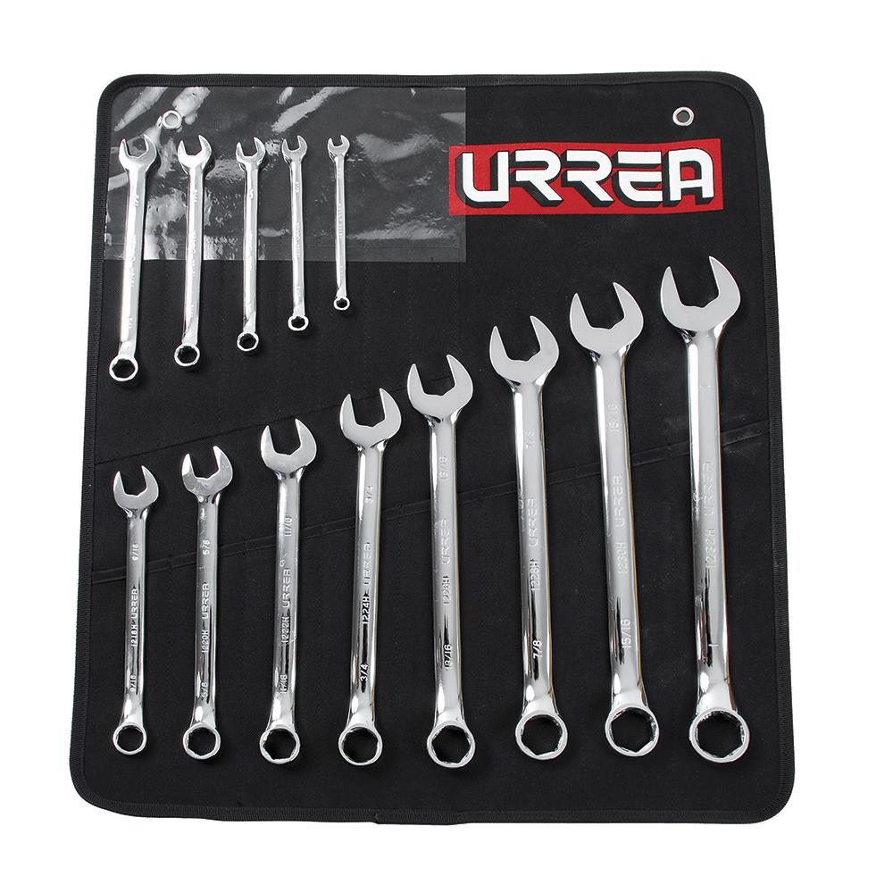 URREA 1200DHM 13 -Piece Set 6-point Metric Standard Combination Wrench Includes Soft Case