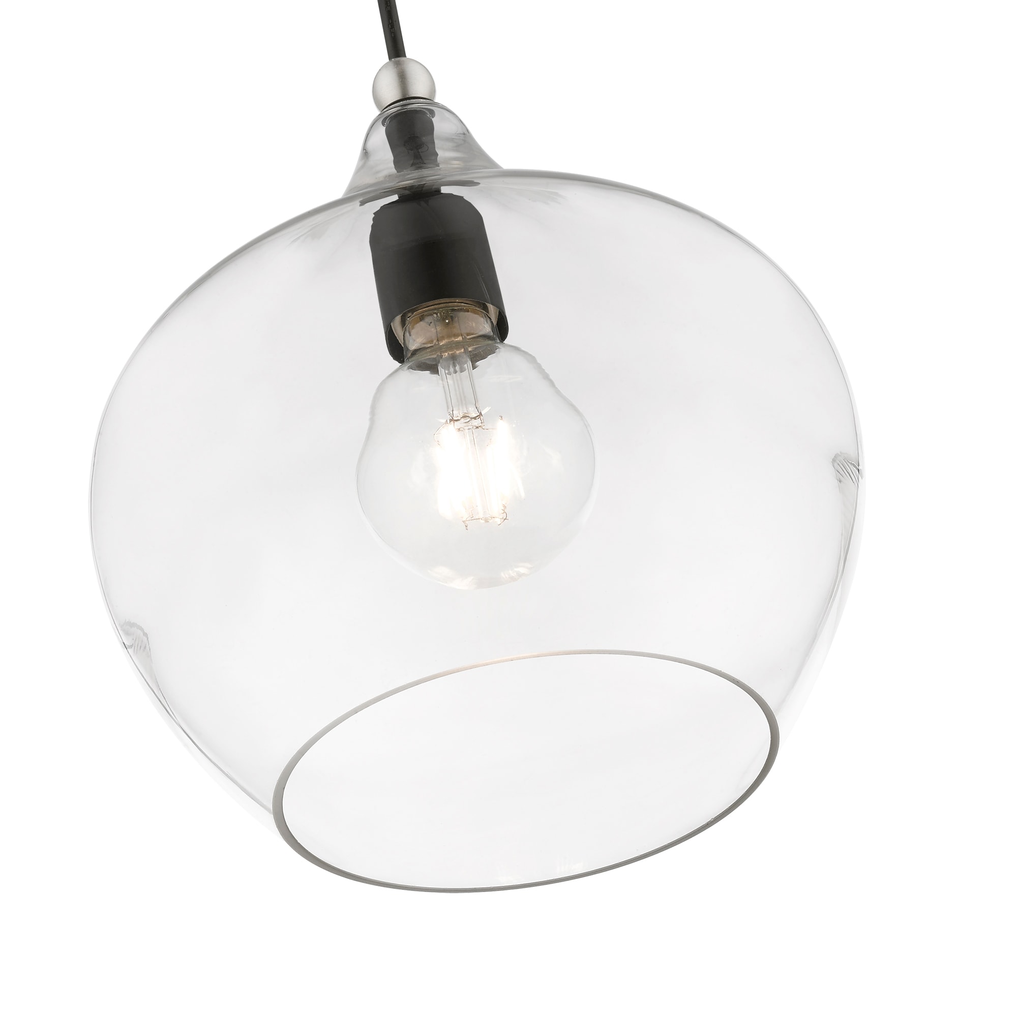 Aldrich Black and Brushed Nickel Glass Pendant Light