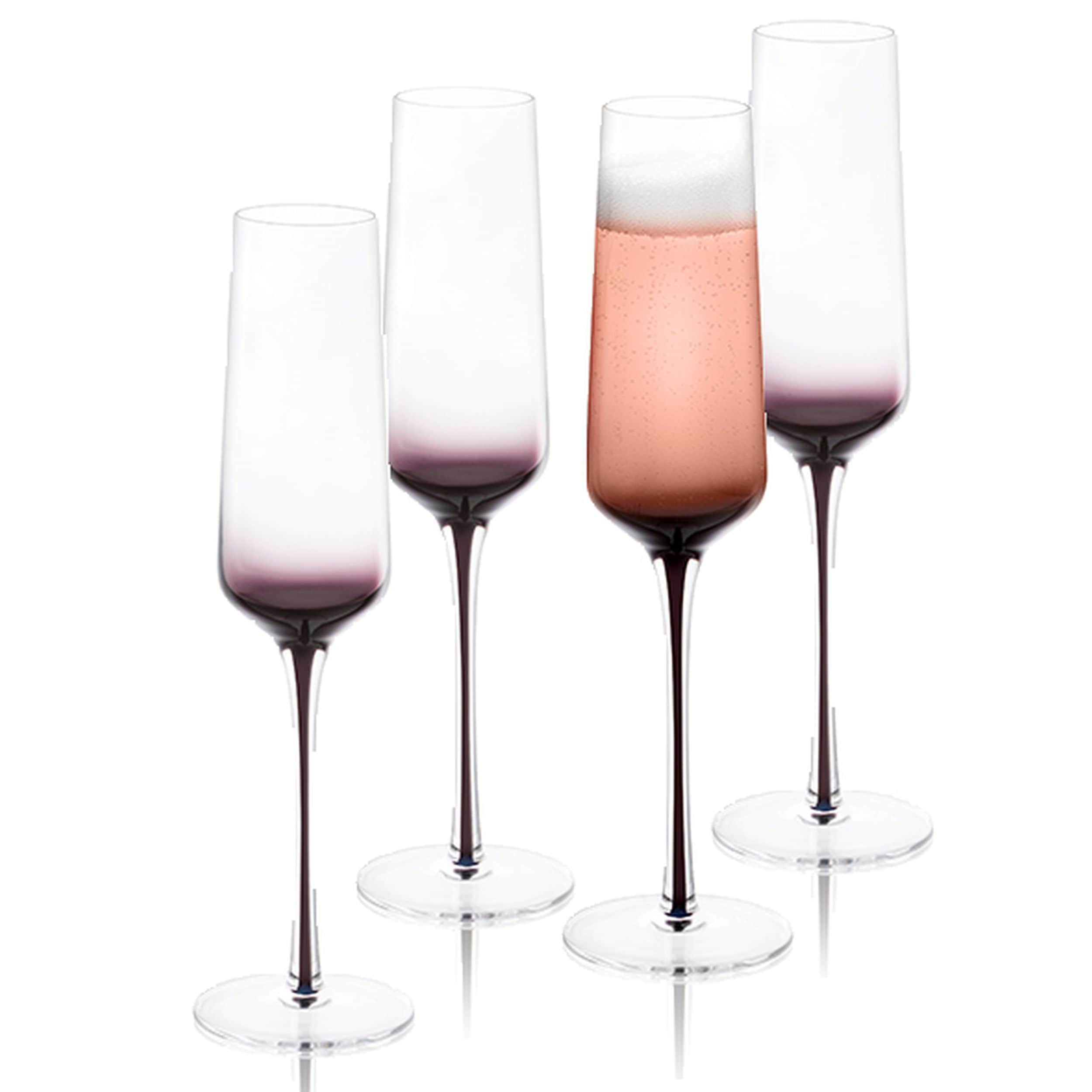 JoyJolt Black Swan 7.3-fl oz Glass Clear/Black Wineglass Set of: 4 in the  Drinkware department at