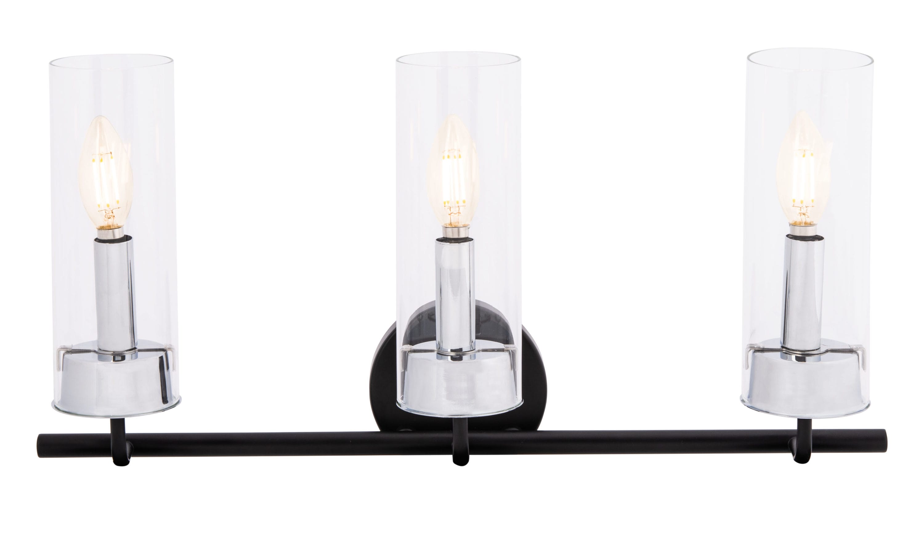 Remery Matte Black and Chrome 3-Light Vanity Sconce