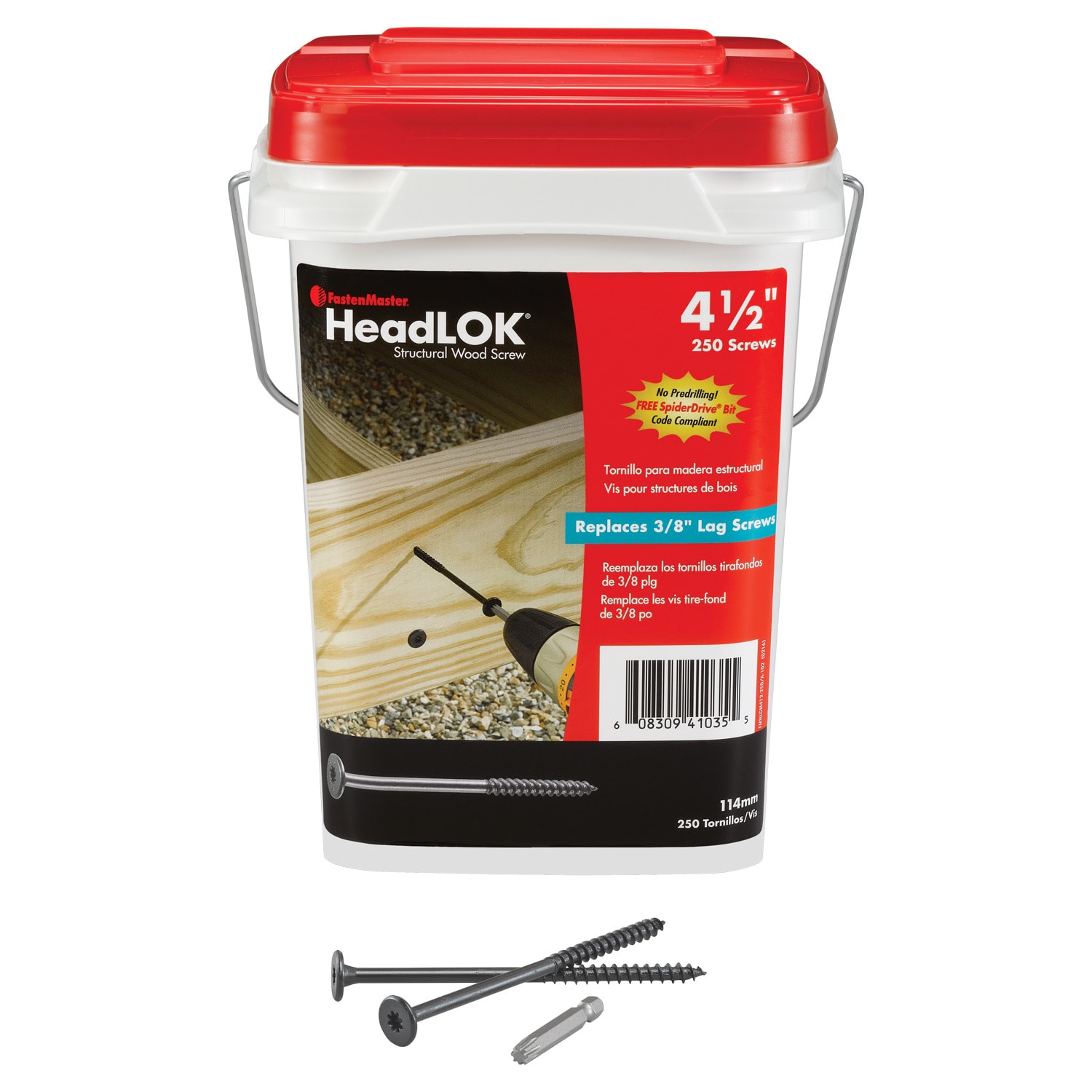 FastenMaster FMHLGM412-250 6-in Black Coated Flat -Head Exterior/Interior Structural wood screws 250 -Pack