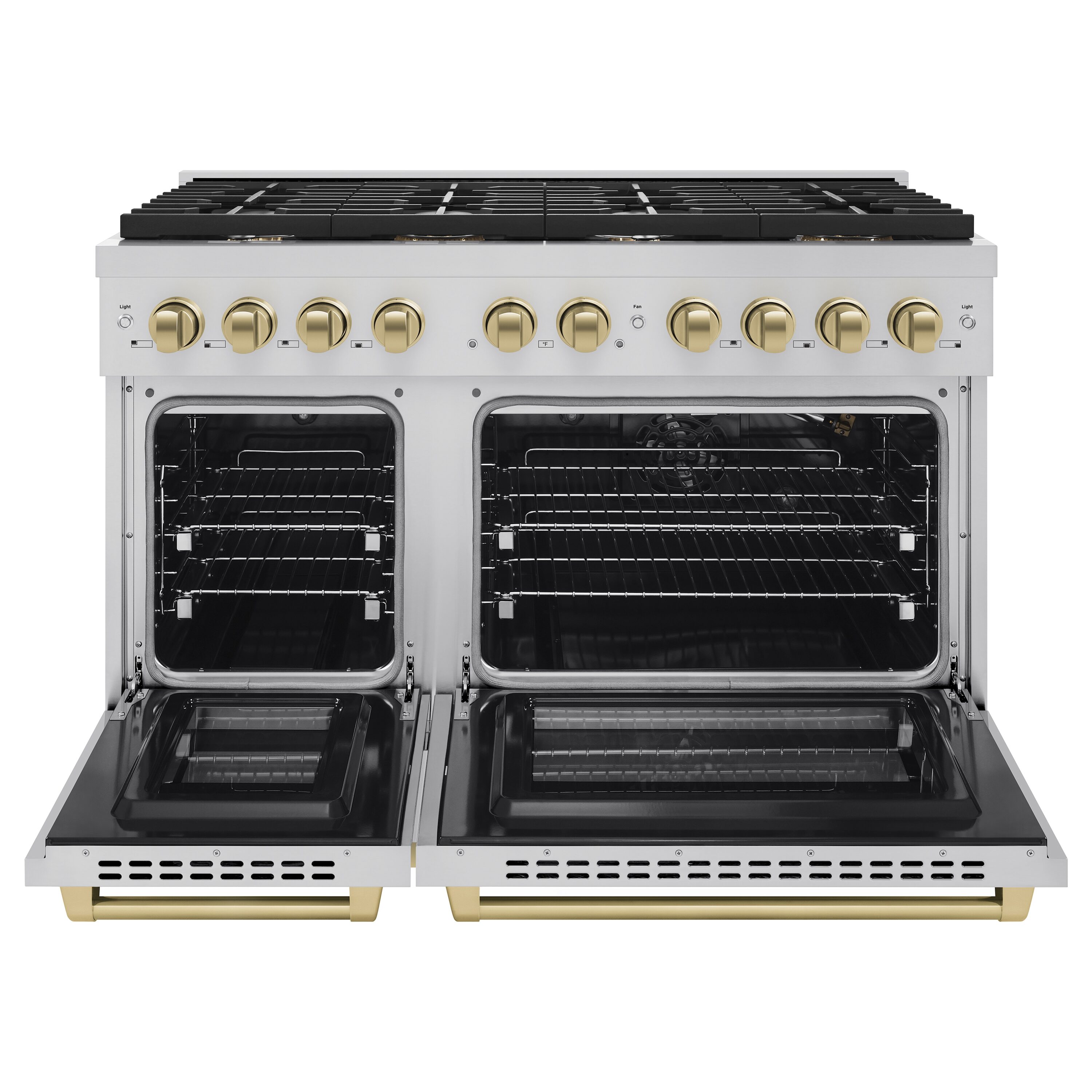 48" Stainless Steel Dual-Fuel Gas Range with Champagne Bronze Accents