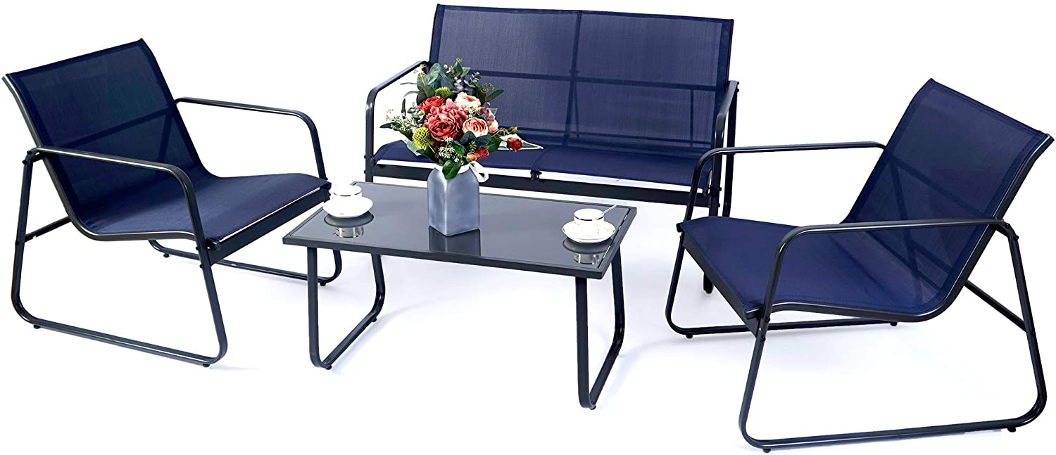 Kozyard Patio Conversation Sets 4 -Piece Patio Conversation Set with Blue