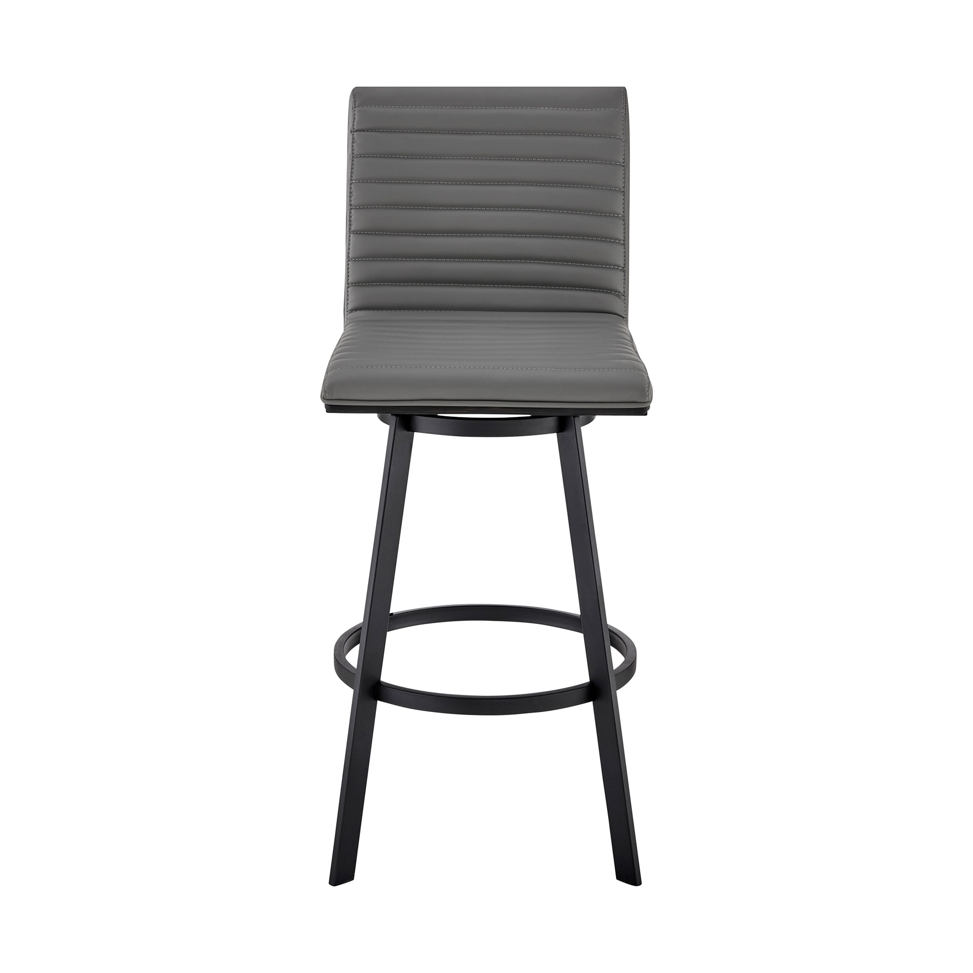 Armen Living LCNKBABLBLGR30 Black Finish Paint Frame 29.0-in H Bar height Bucket seat Upholstered Swivel Metal Bar Stool and Back