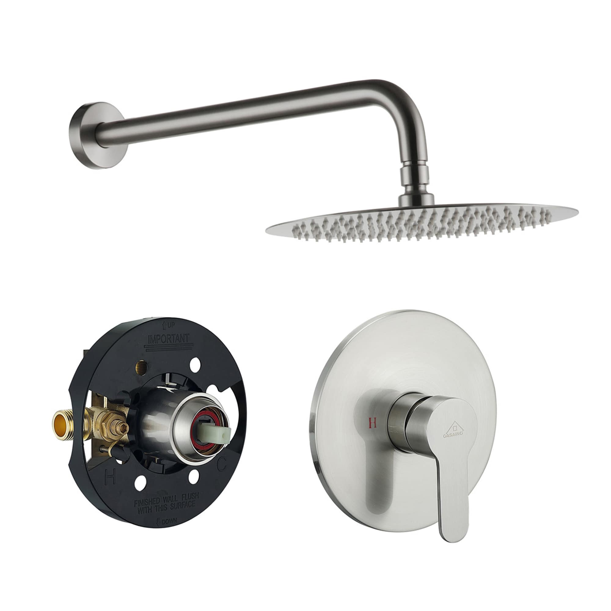 CASAINC CA-081001BN Brushed Nickel 10-in Built-In Shower Faucet System ( Pressure-balanced Valve Included )