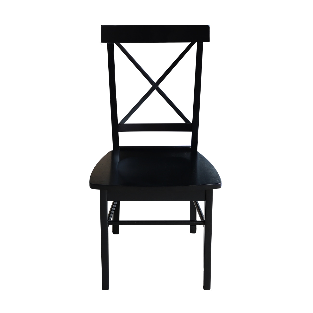 Elegant High-Back Cross Solid Parawood Side Chair in Black - Set of 2