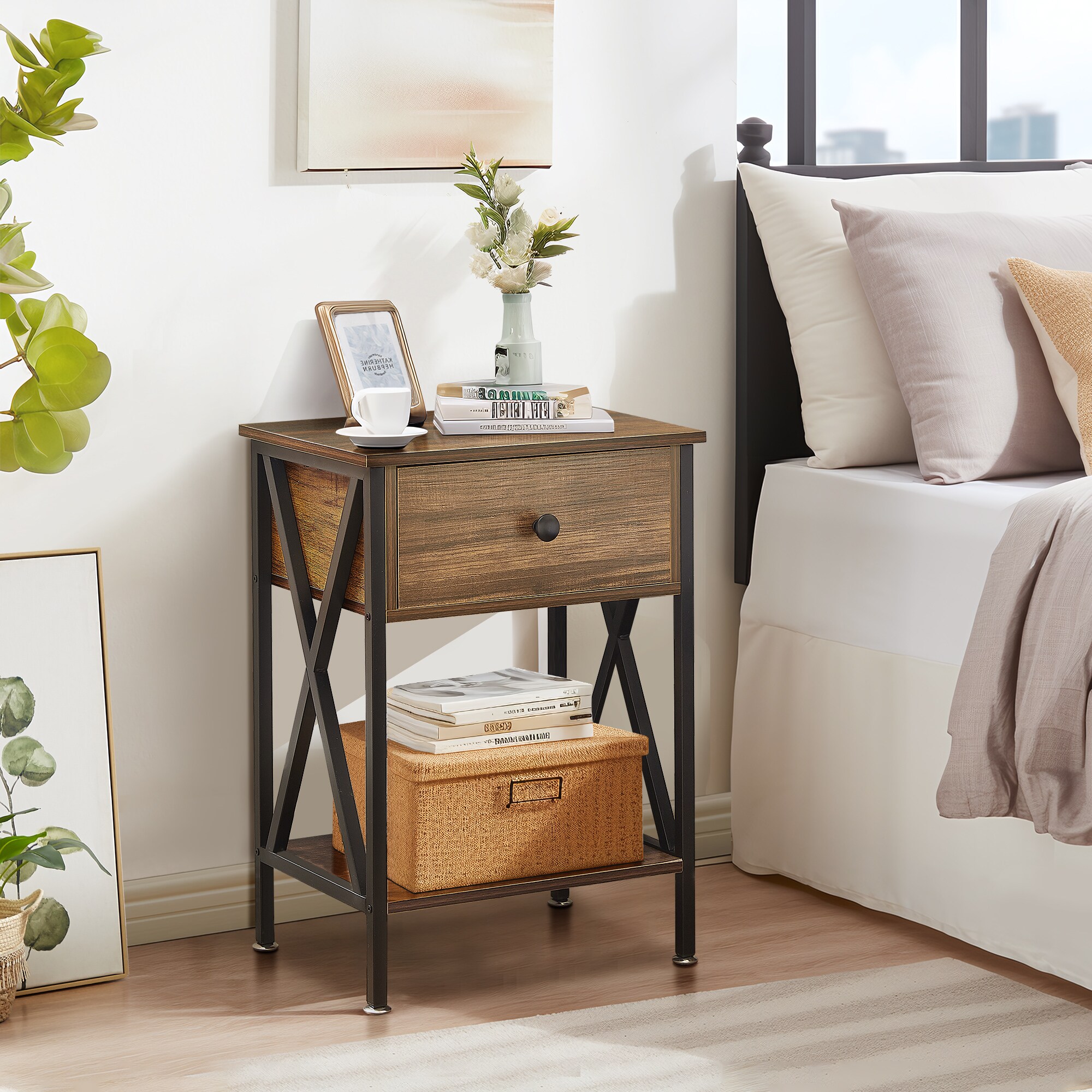 Vecelo LOE-DC-NS01-BROWN nightstands - View #6
