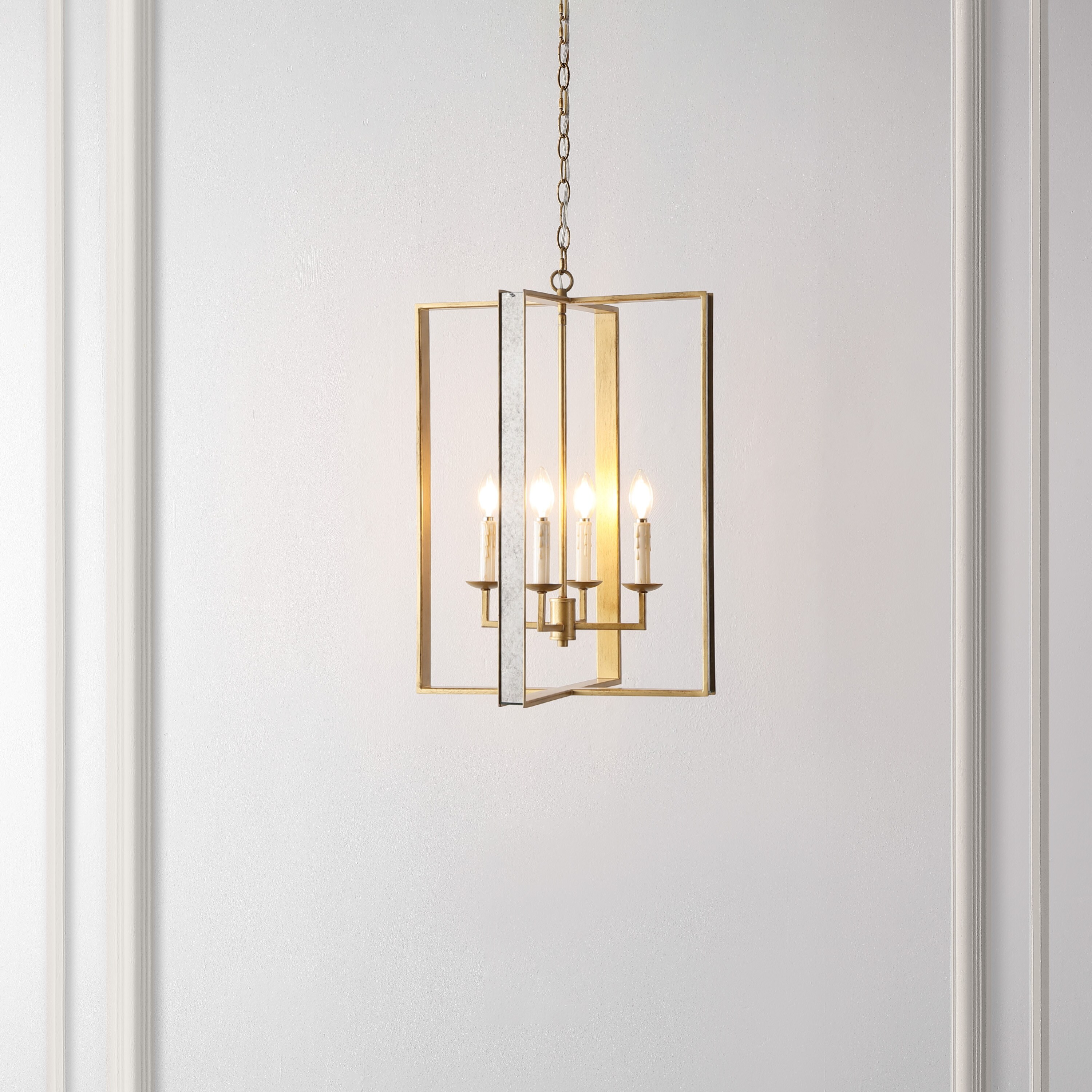 Antique Gold 18" Glass and Metal LED Pendant Light