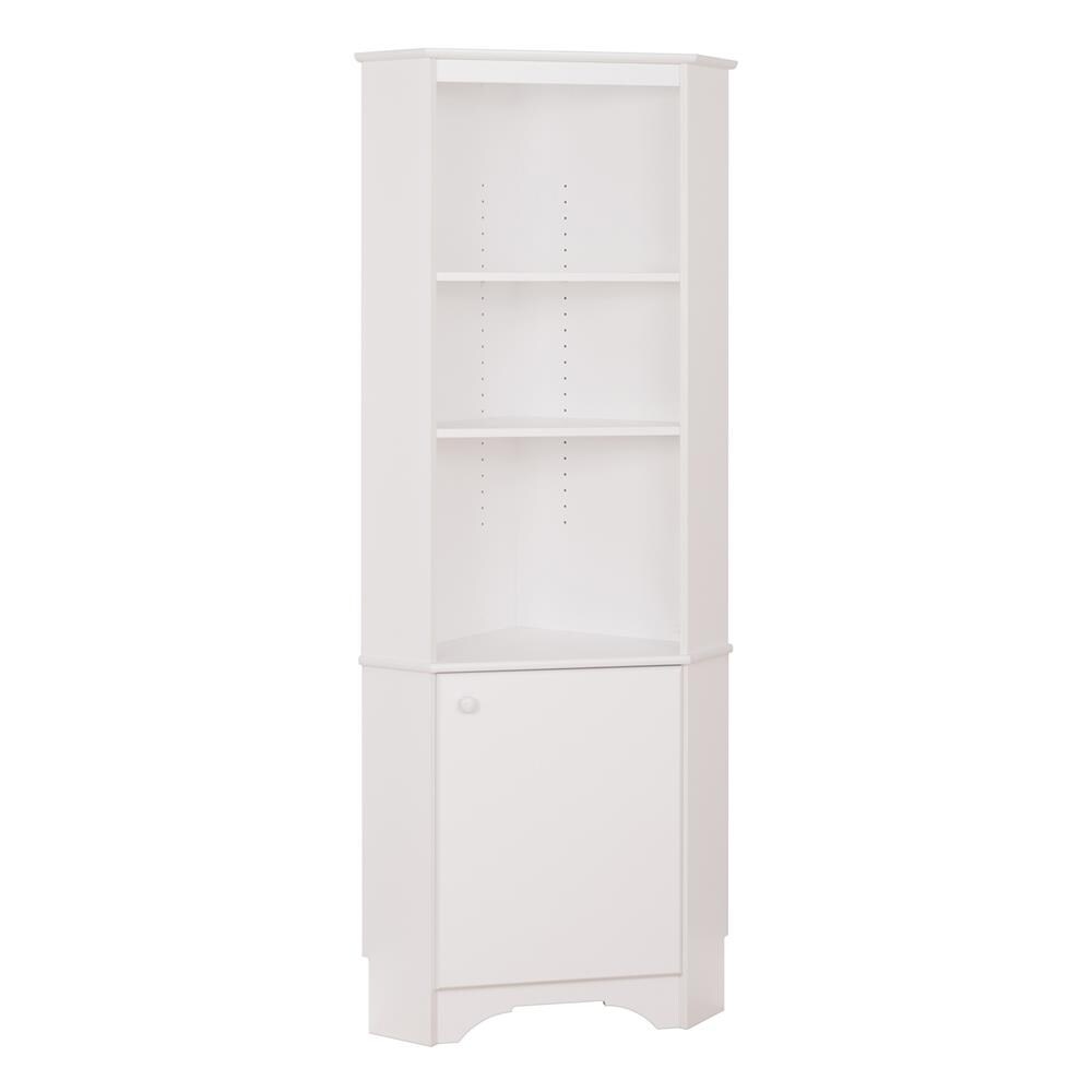 Prepac Elite Tall 1-Door Corner Storage Cabinet, White