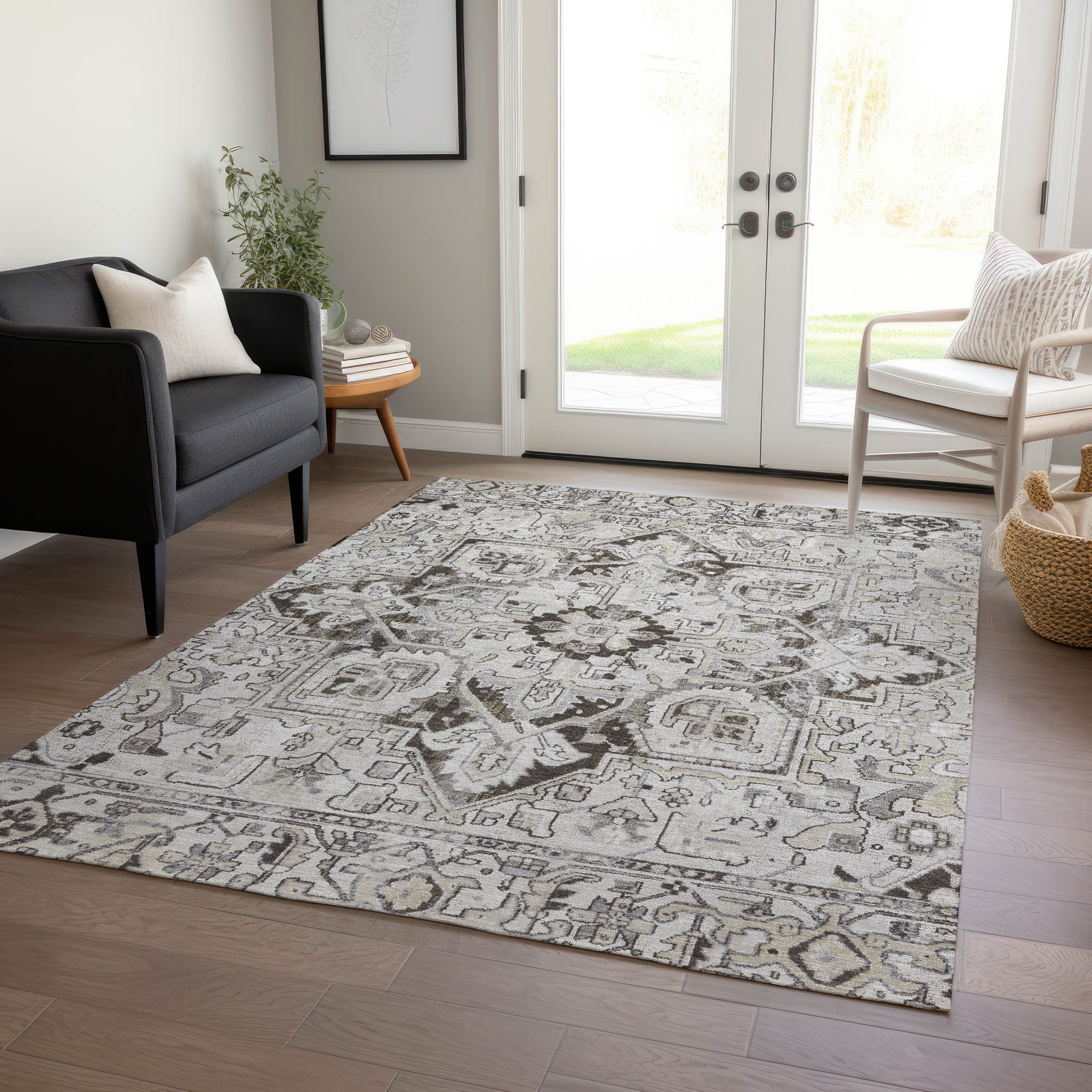 Addison Rugs ACN570IV8X10 Chantille ACN570IV 8 x 10 (ft) Polyester Ivory Rectangular Indoor/Outdoor Stripe Oriental Machine washable Area rug