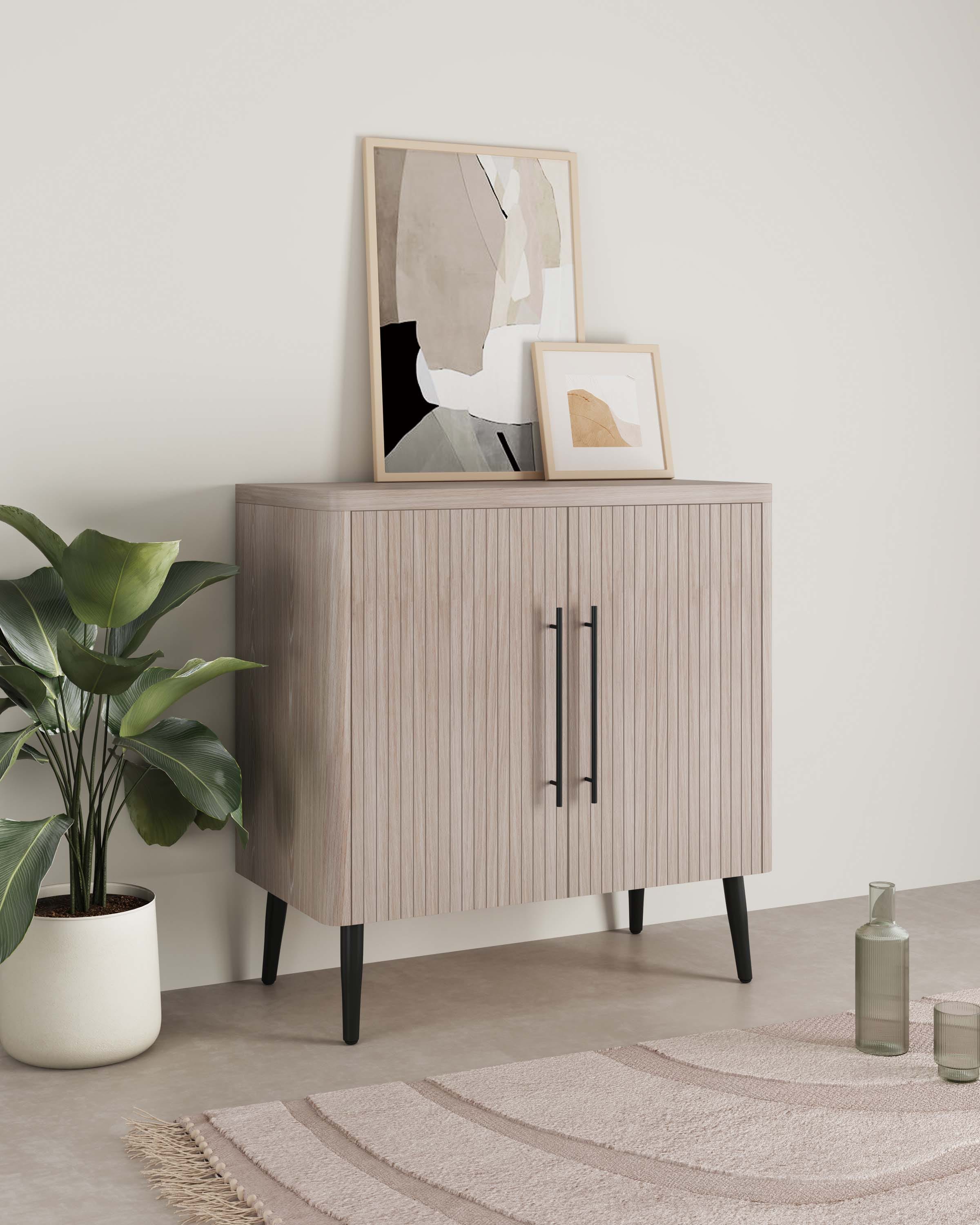 Manhattan Comfort AC001-OK 31.1-in W 2-Door Whitewashed Oak Accent Cabinet