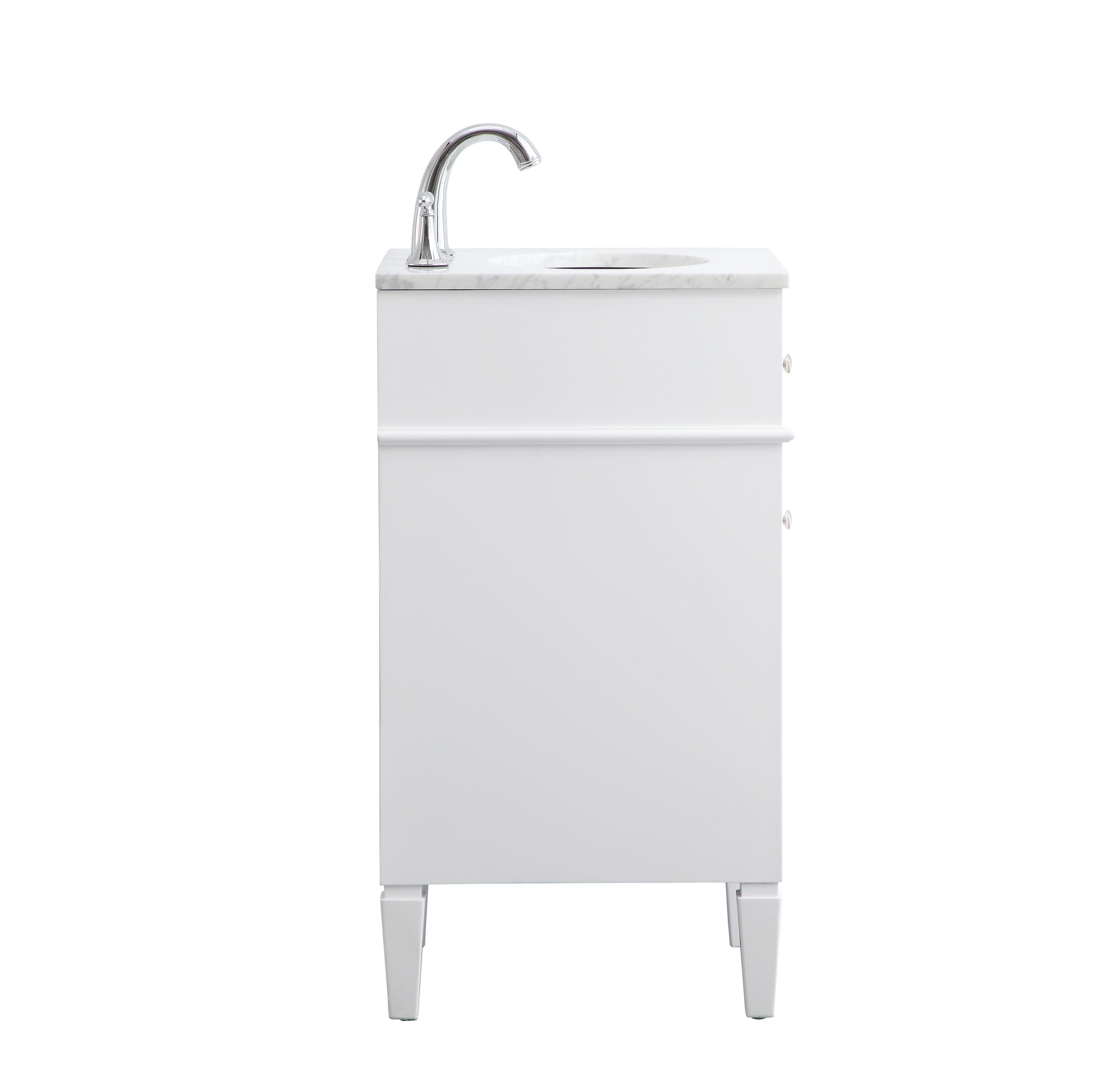 White Carrara Marble Single Sink Vanity with Storage Cabinet