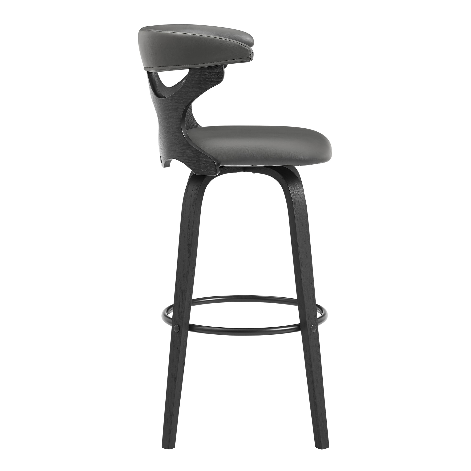 Armen Living Zenia Gray Matte Black 30 In H Bar Height Upholstered