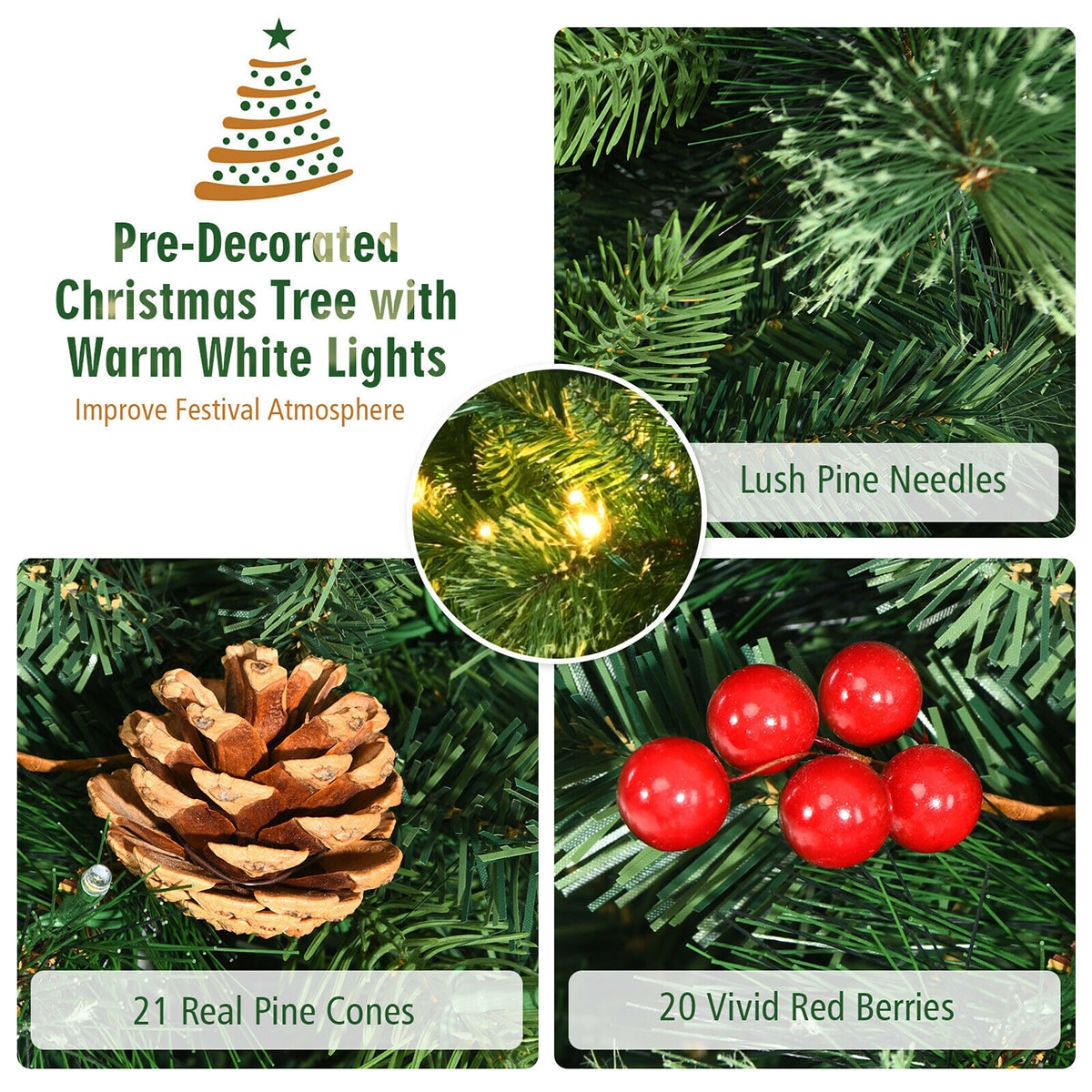 WELLFOR CM-HJY-23450US Artificial-Christmas-Trees - View #5