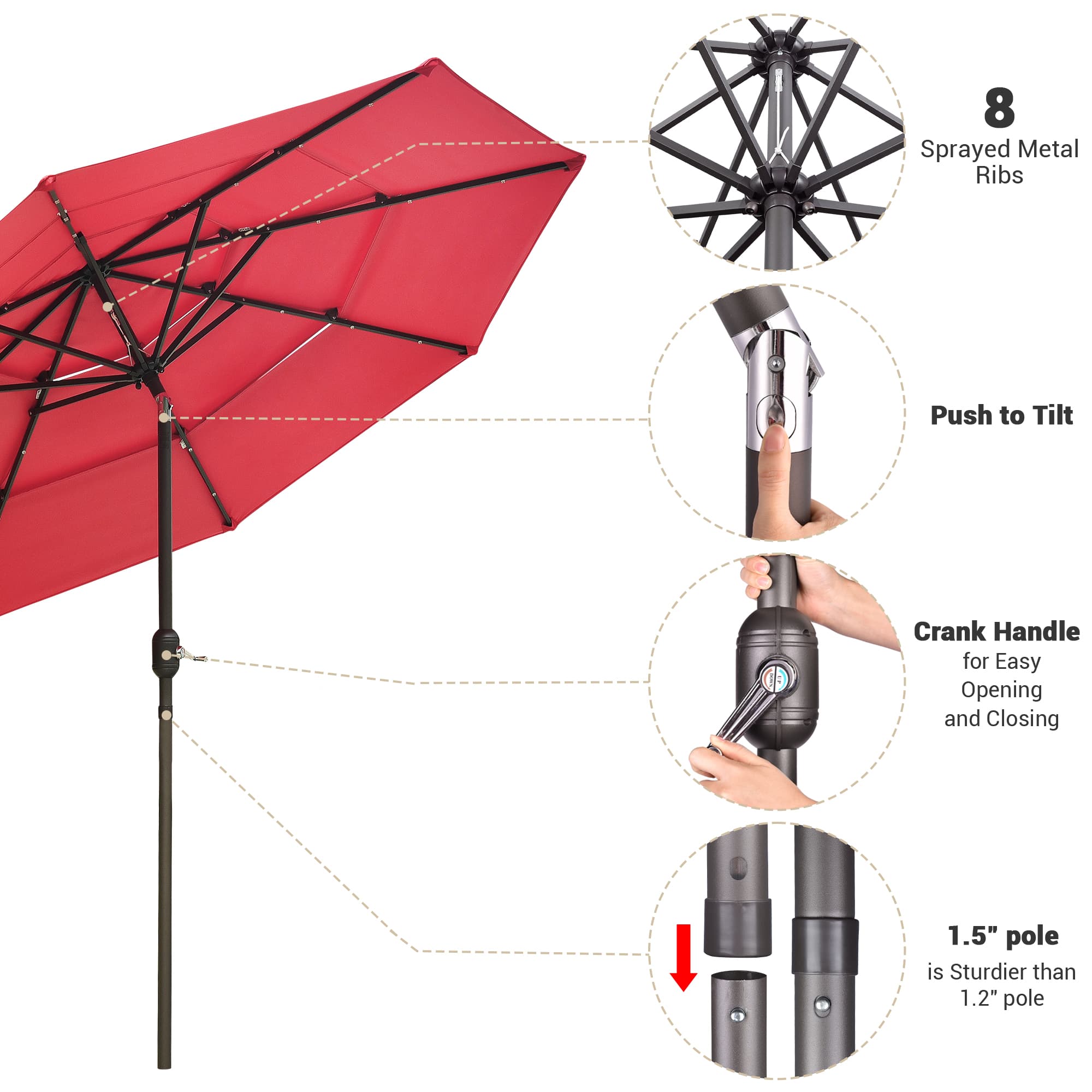 Yescom 07UMB041-3T9L-02-LO Umbrellas-2 - View #5