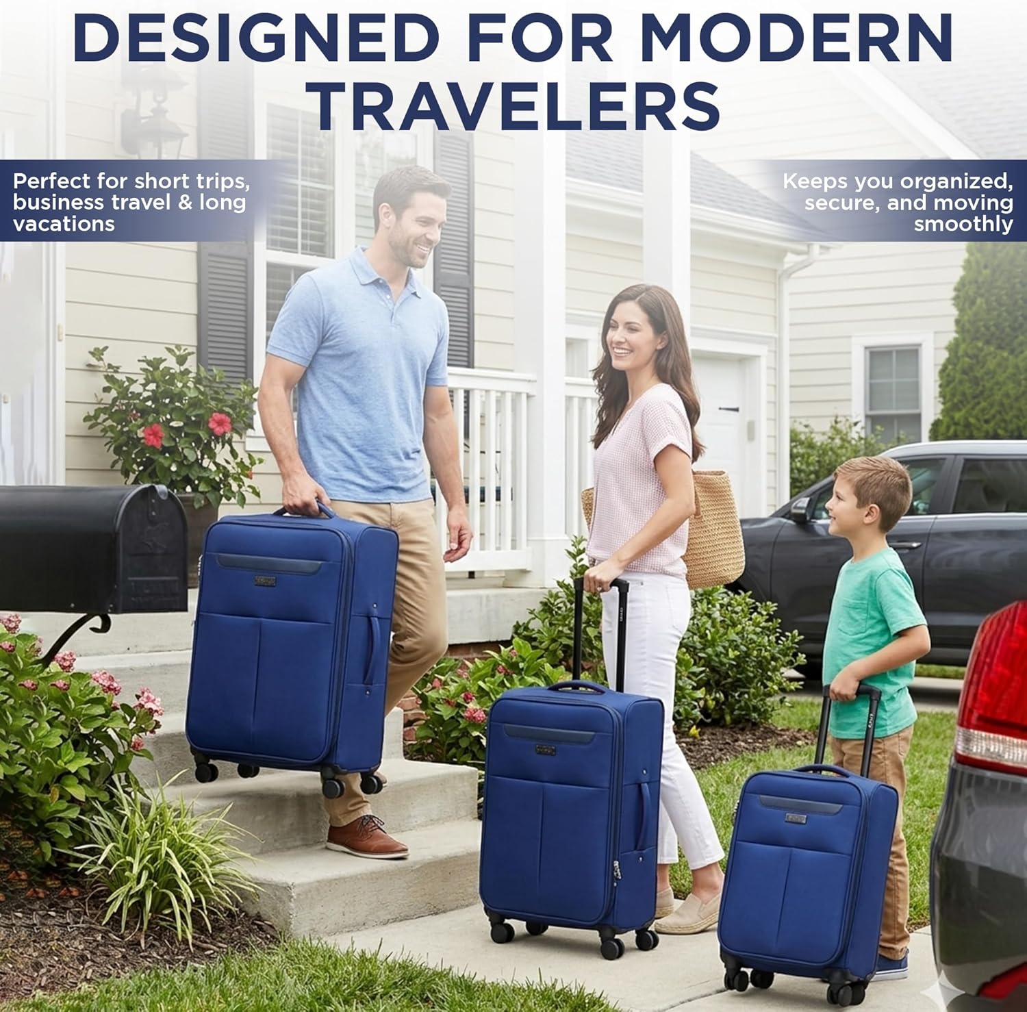 IZOD Liam 3 Piece Soft Shell Lightweight Expandable Luggage Set