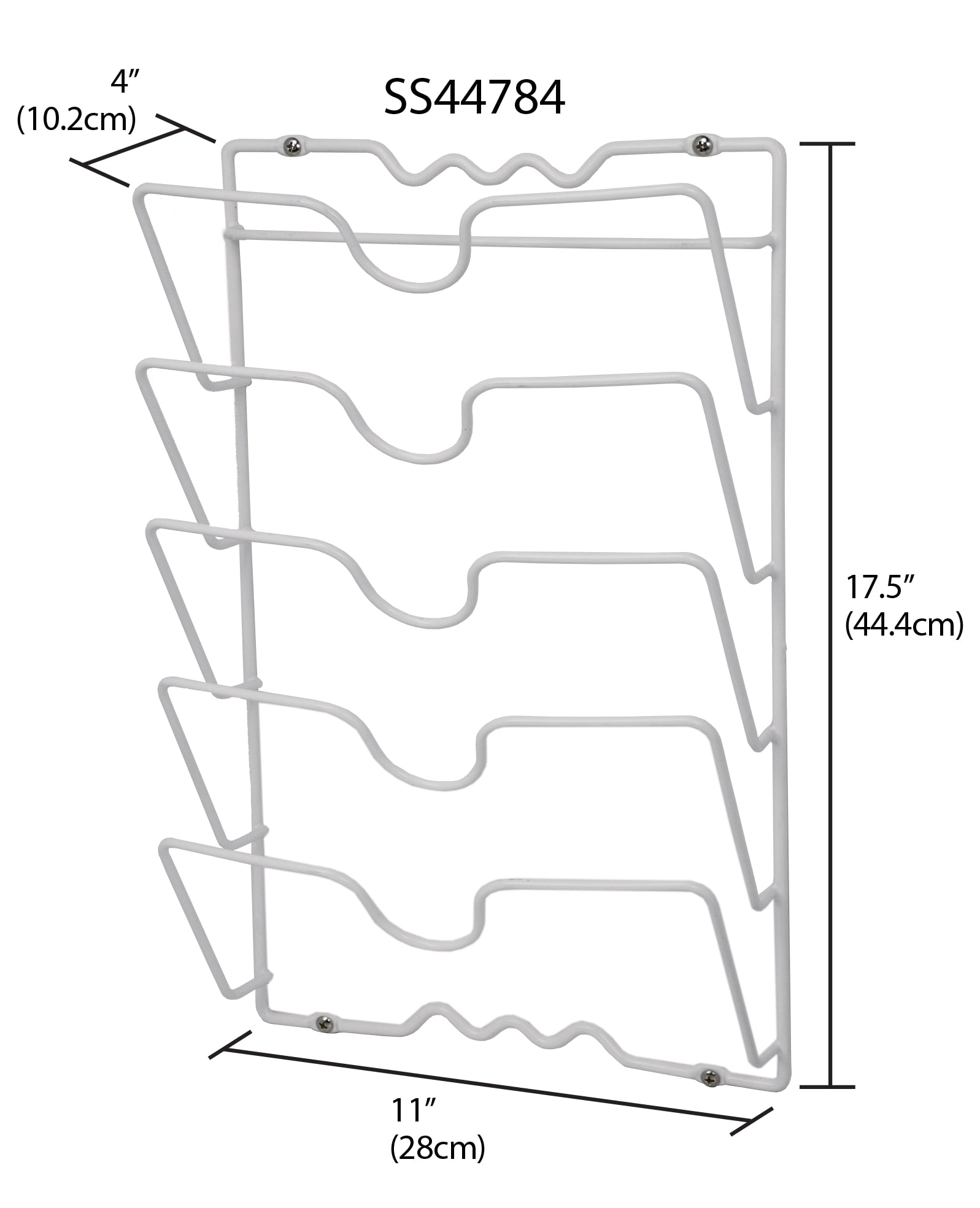 Home Basics LOW57542 16.75-Inches W x 4-Inches H x 10.25-Inches D 5 -Tier Cabinet-mount White Metal Lid rack