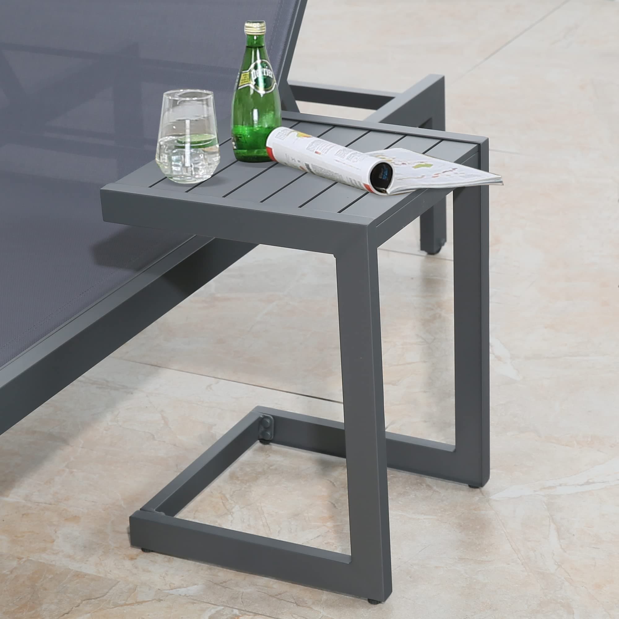 PEAK HOME FURNISHINGS - Patio Aluminum Side Table Square Outdoor End Table 14-in W x 15-in L